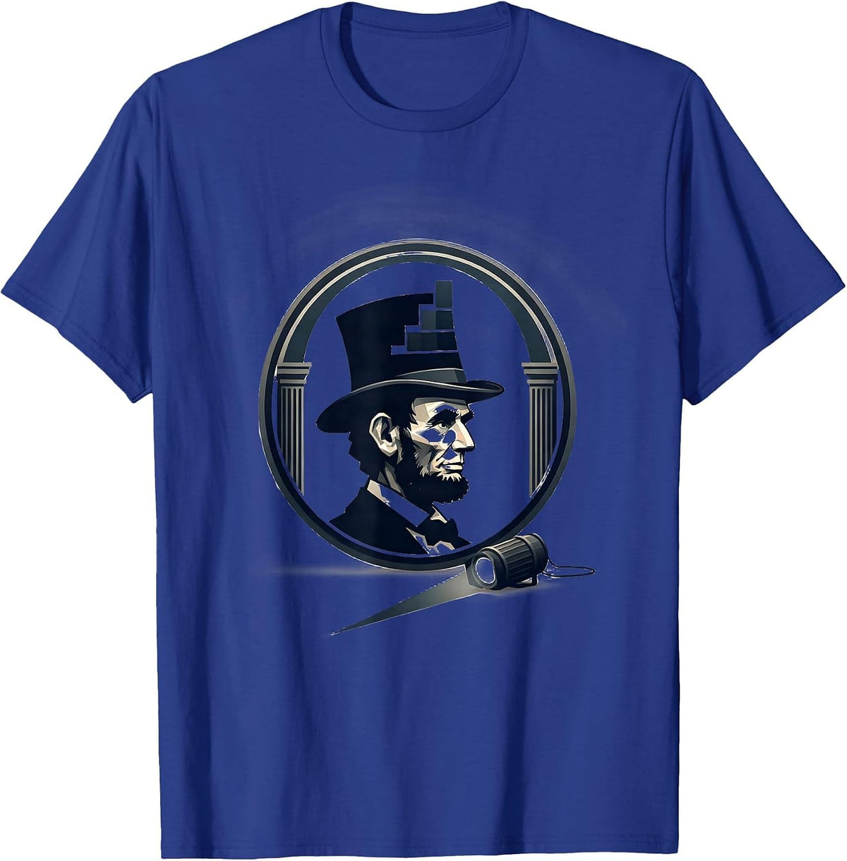 Sealed Lincoln Badge Editorial Conceptual History Buff Humor T-Shirt - Royal Blue