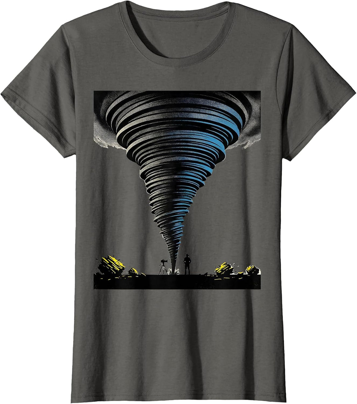 Women's Towering Tornado Storm Chaser Meteorology Humor T-Shirt - Asphalt Grey