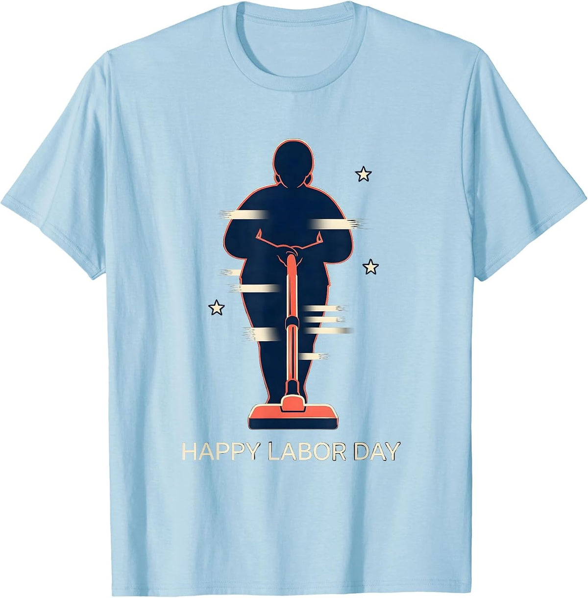 Men's Happy Labor Day Patriotic Woman Messy Bun Humor Graphic T-Shirt - Baby Blue