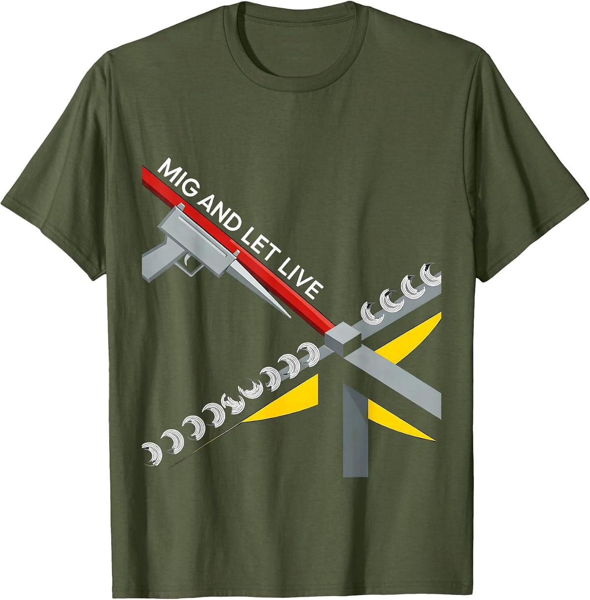 Men's MIG And Let Live Bauhaus Modernist Welder Humor Trade Pride T-Shirt - Olive Green