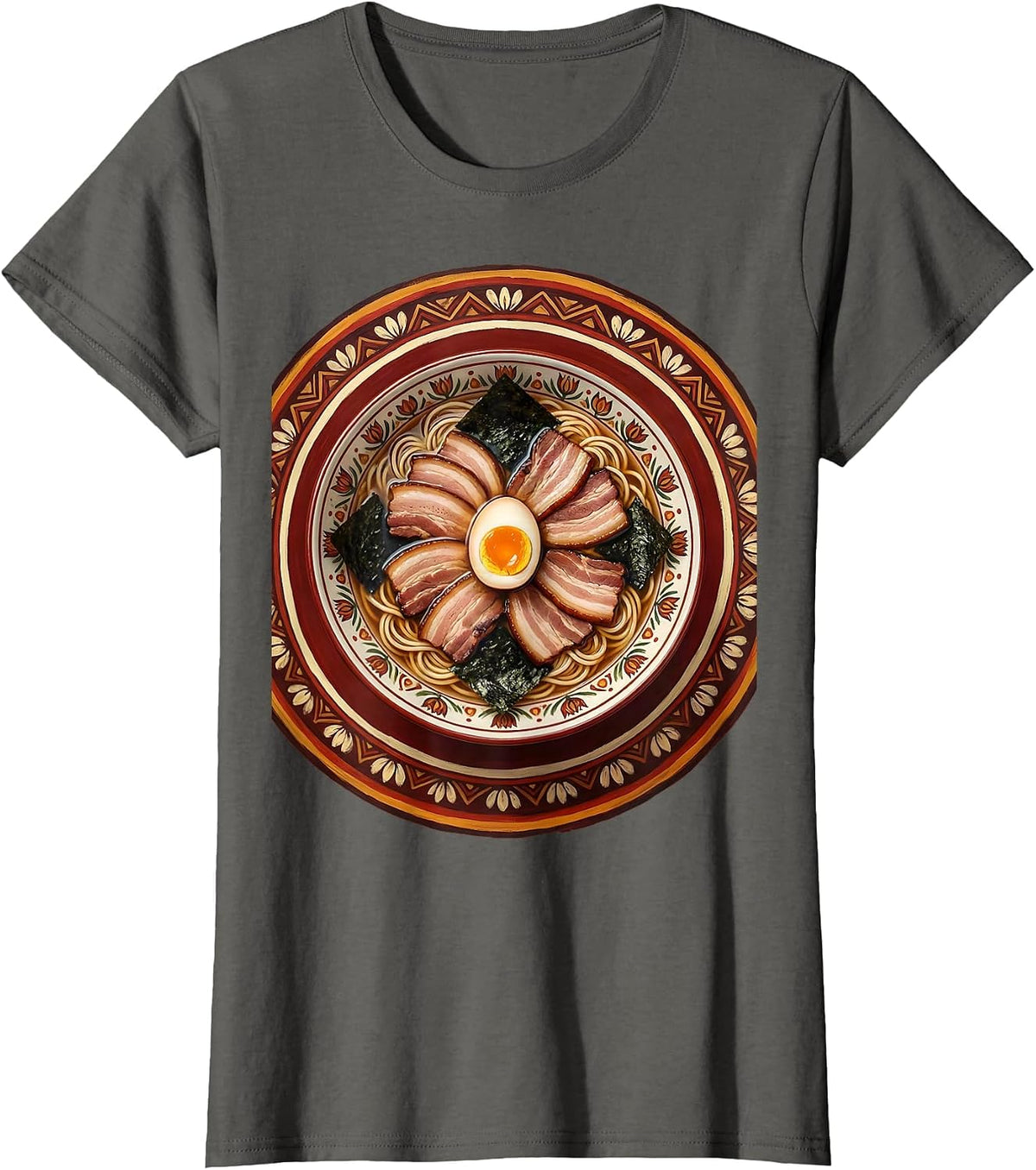 Women's Steaming Ramen Bowl Overhead View Graphic T-Shirt - Asphalt Grey