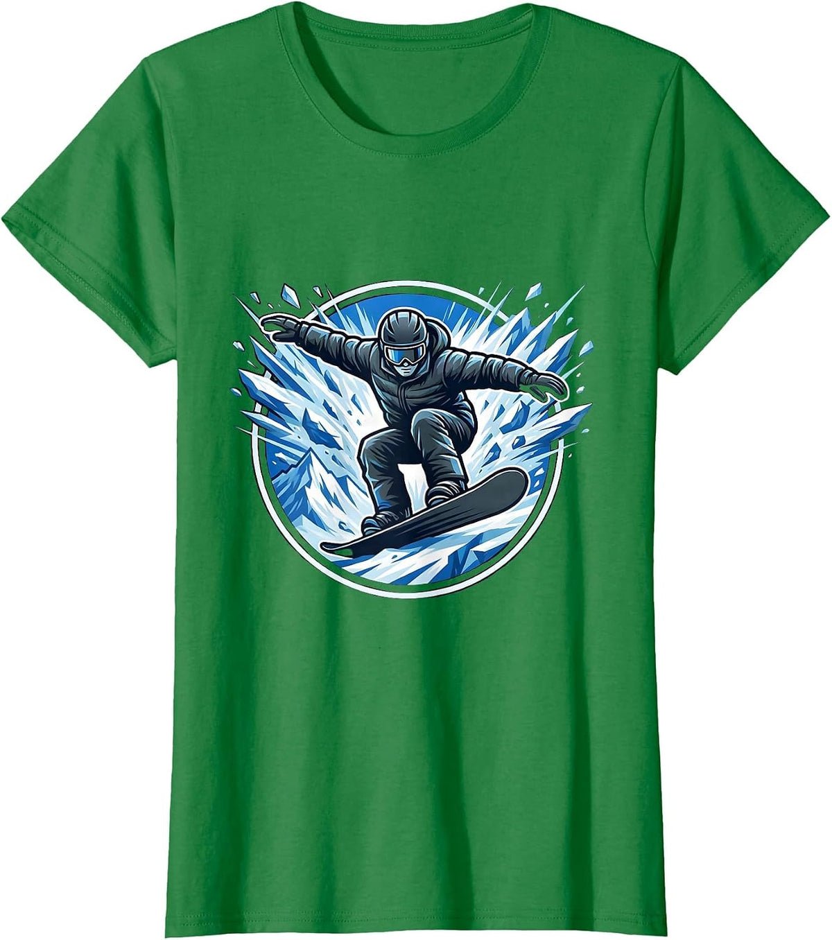 Women's Snowboarder Avalanche Wall Shred Graphic T-Shirt - Kelly Green