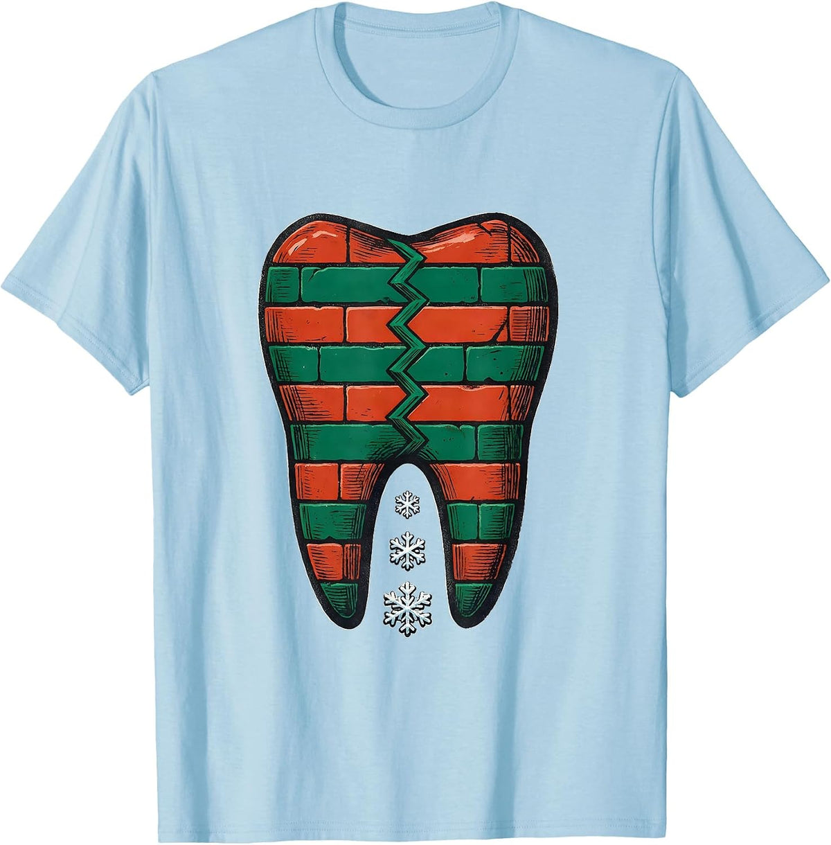 Men's Blunt Tooth Dental Humor Christmas Dental Squad Crew T-Shirt - Baby Blue