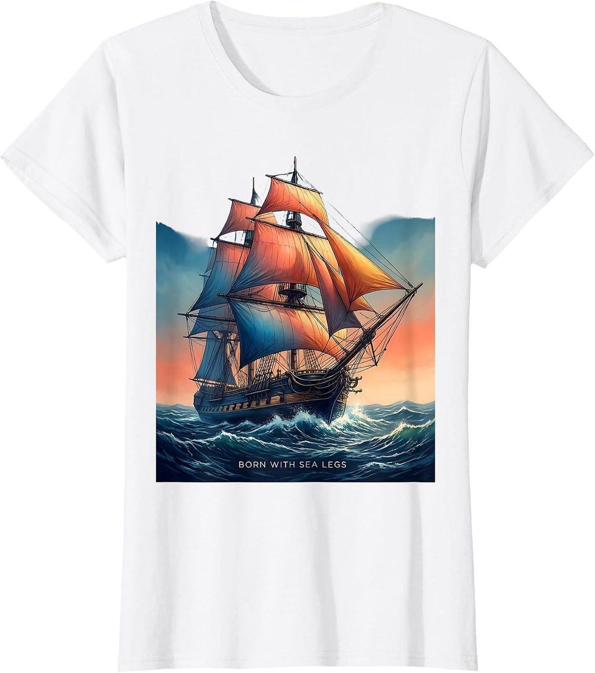 Born With Sea Legs Sailor Graphic Design T-Shirt - White