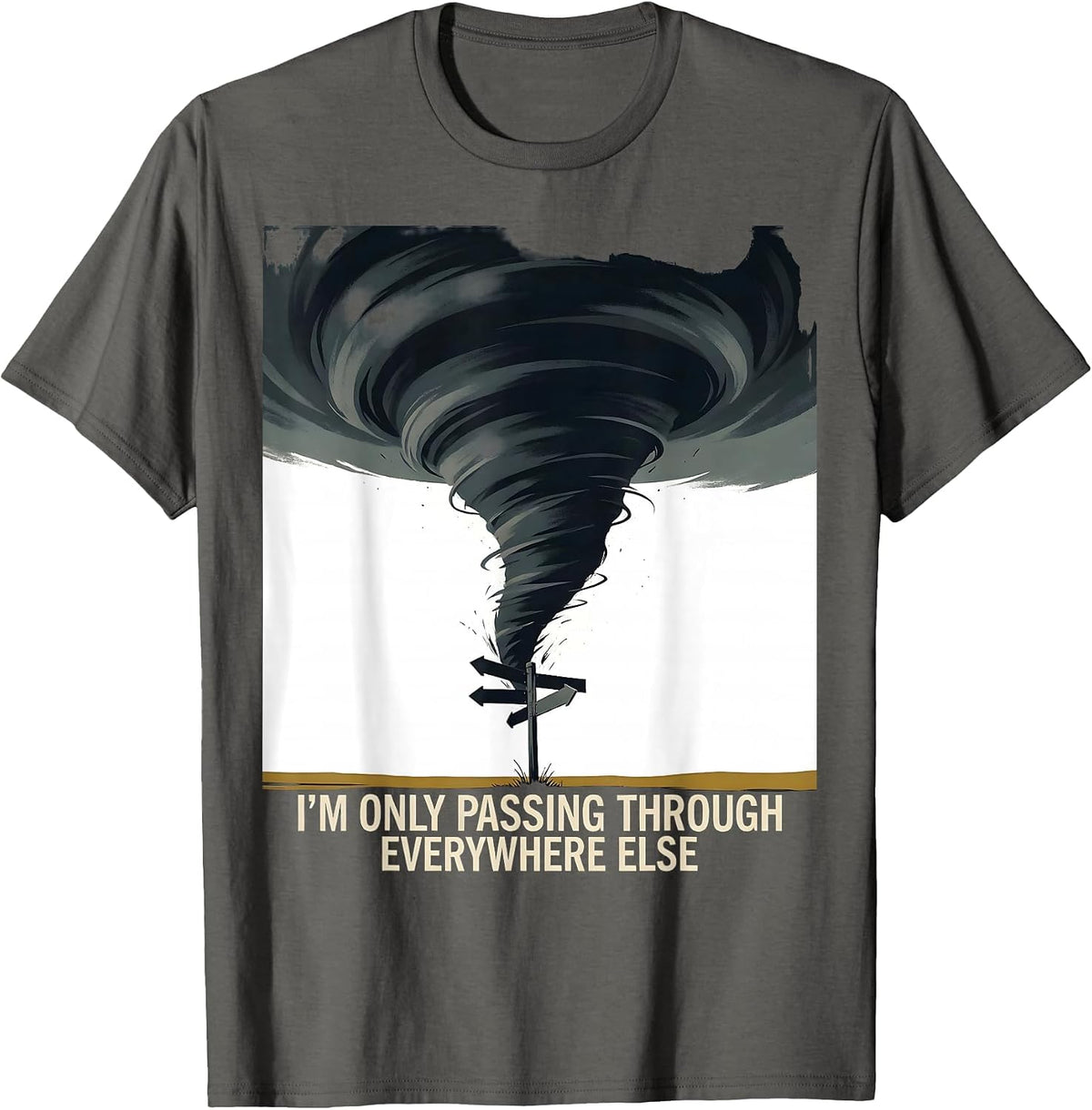 Men's I'm Only Passing Through Everywhere Else Tornado Chaser T-Shirt - Asphalt Grey