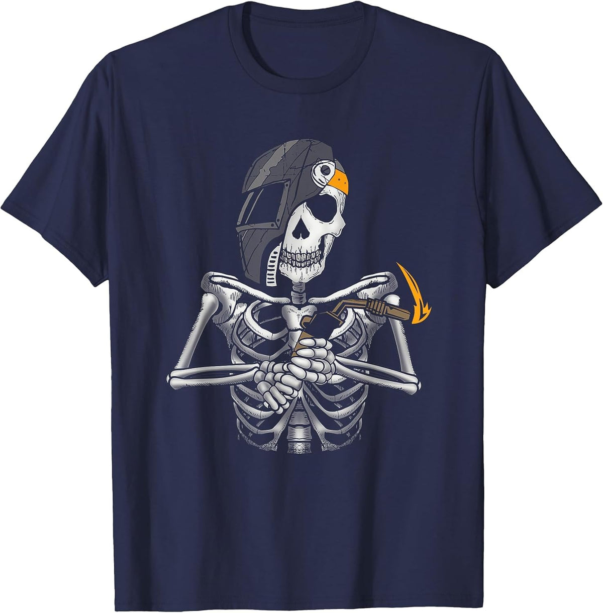 Welding Arc Welder Skeleton Skull Tig Gas Welding Horror T-Shirt - Navy Blue