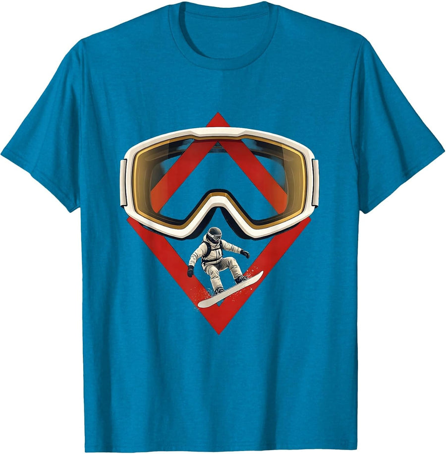 Ski Goggle Double Diamond Snowboard Dad Humor T-Shirt - Sapphire Blue