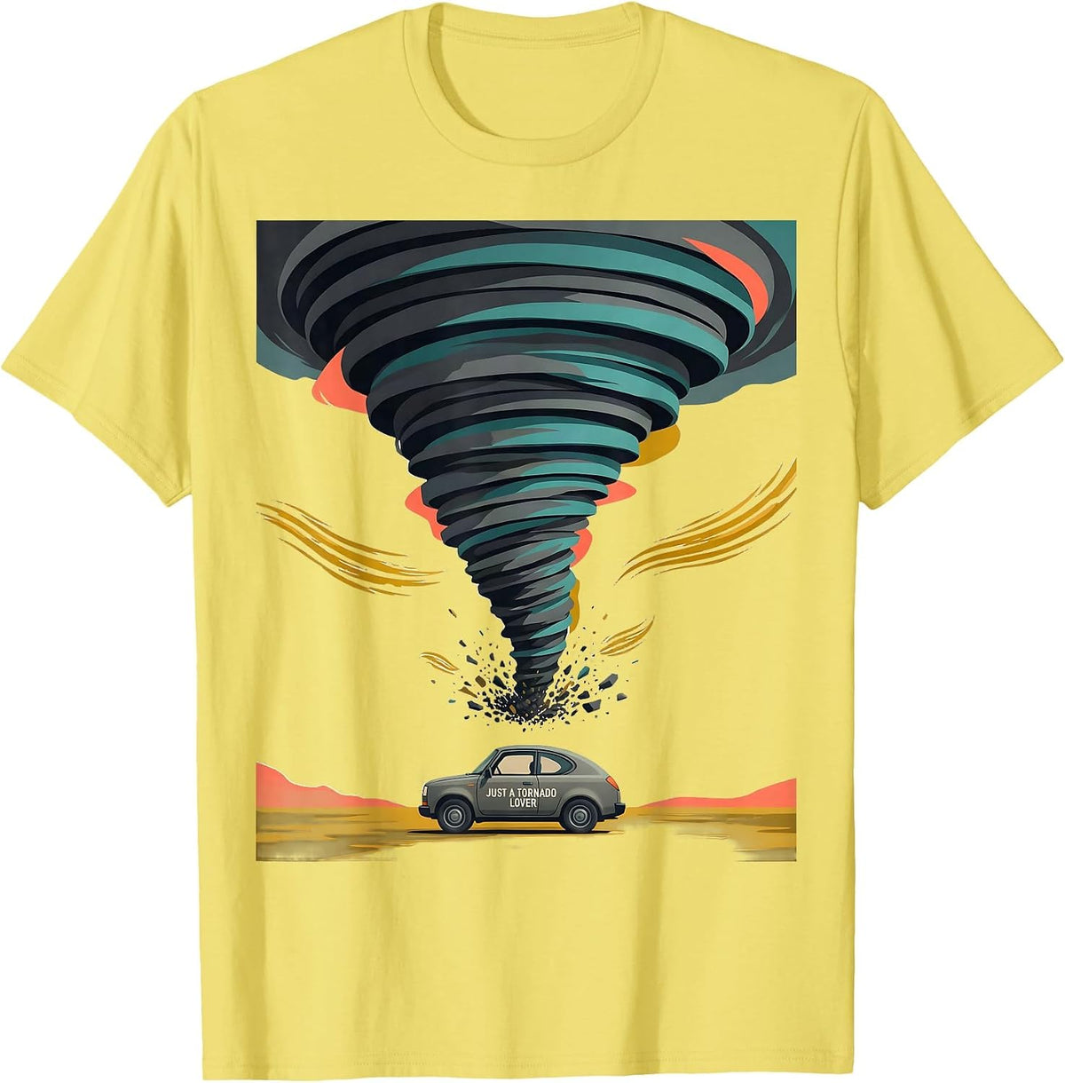 Men's Just A Tornado Lover Midcentury Modern Storm Chaser T-Shirt - Lemon Yellow