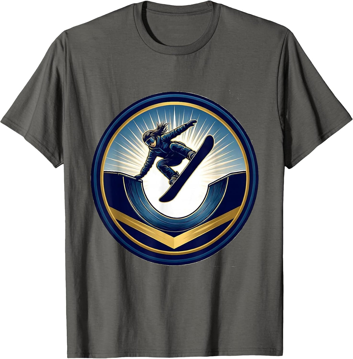 Men's Snowboarder Halfpipe Launch Graphic Design T-Shirt - Asphalt Grey