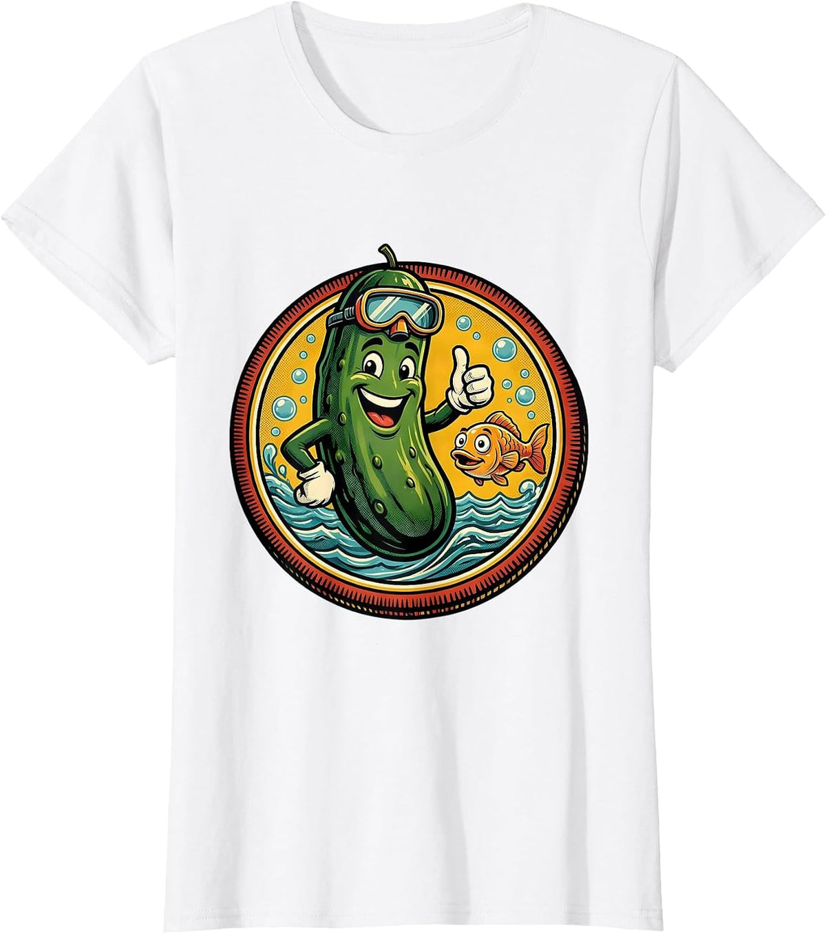 Pickle in the Deep Sea Underwater Scene T-Shirt - White