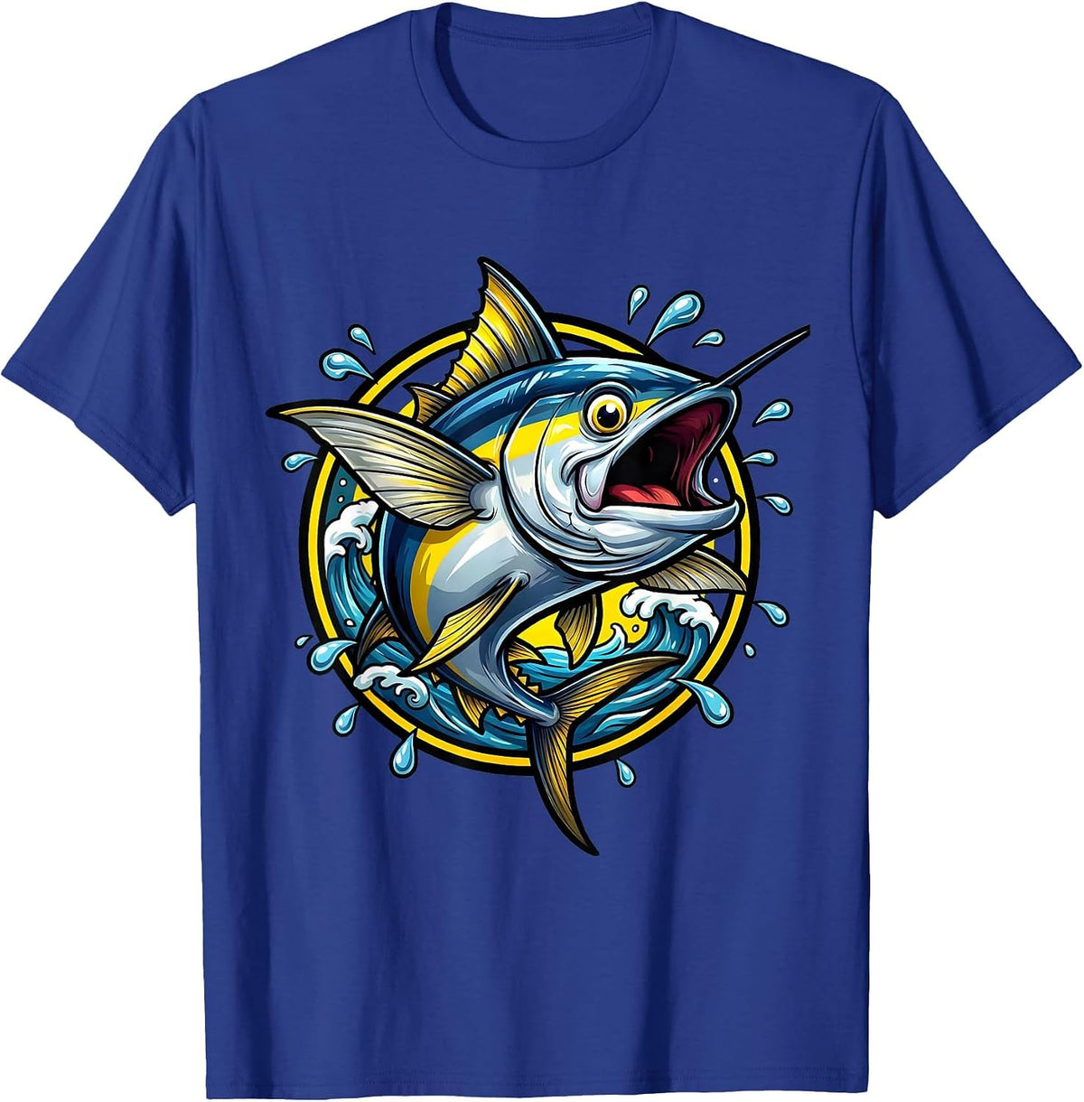 Men's Tuna Fish Open Ocean Graphic Illustration T-Shirt - Royal Blue