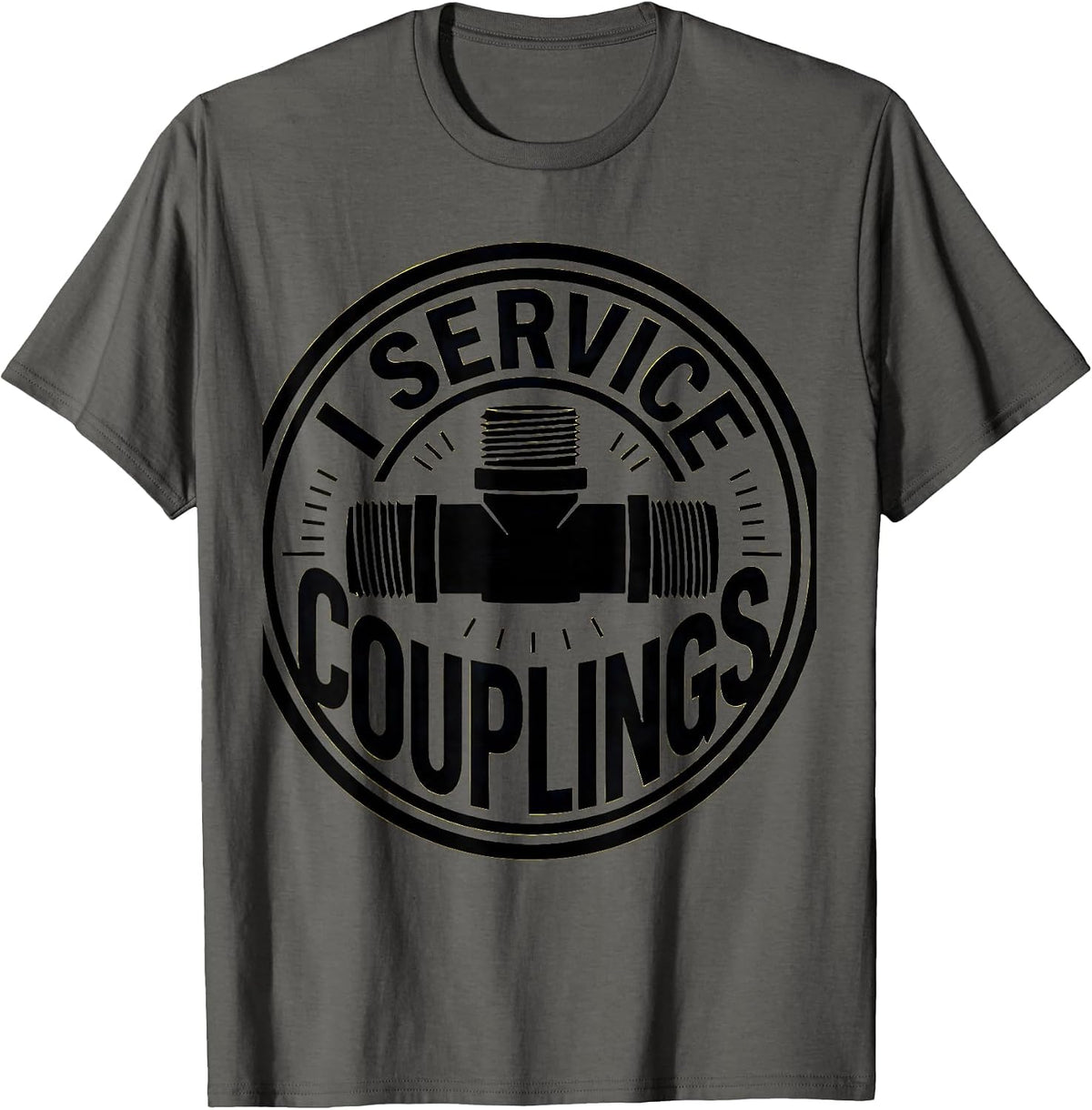 Men's I Service Couplings Funny Plumber Pipefitter Steamfitter T-Shirt - Asphalt Grey
