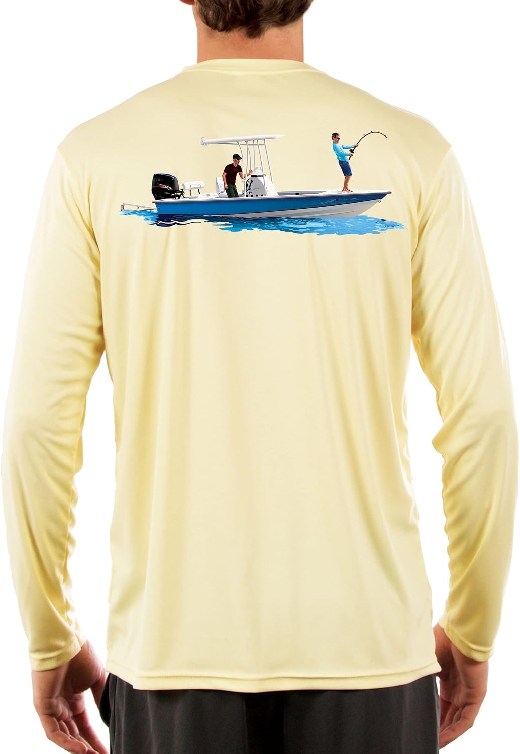 Skiff Life Center Console Bay Boat Fishing Shirts Men's Quick Dry Lightweight UPF 50+ Long Sleeve Shirt Moisture Wicking -