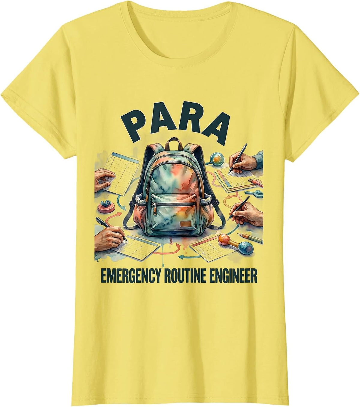 Women's Para Emergency Routine Engineer Funny Paraprofessional T-Shirt - Lemon Yellow