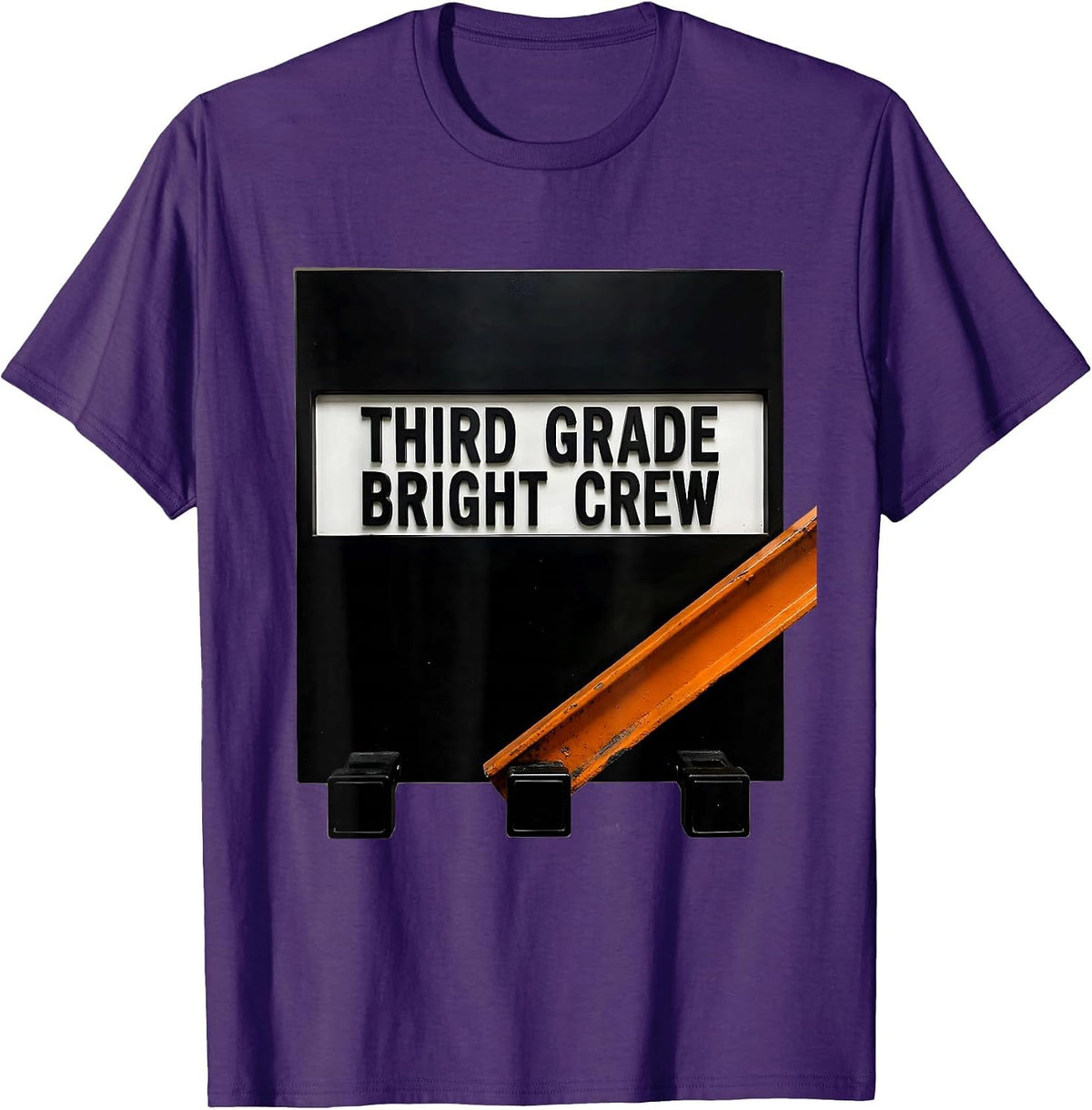 Third Grade Bright Crew Funny Teacher Back To School Staff T-Shirt - Purple
