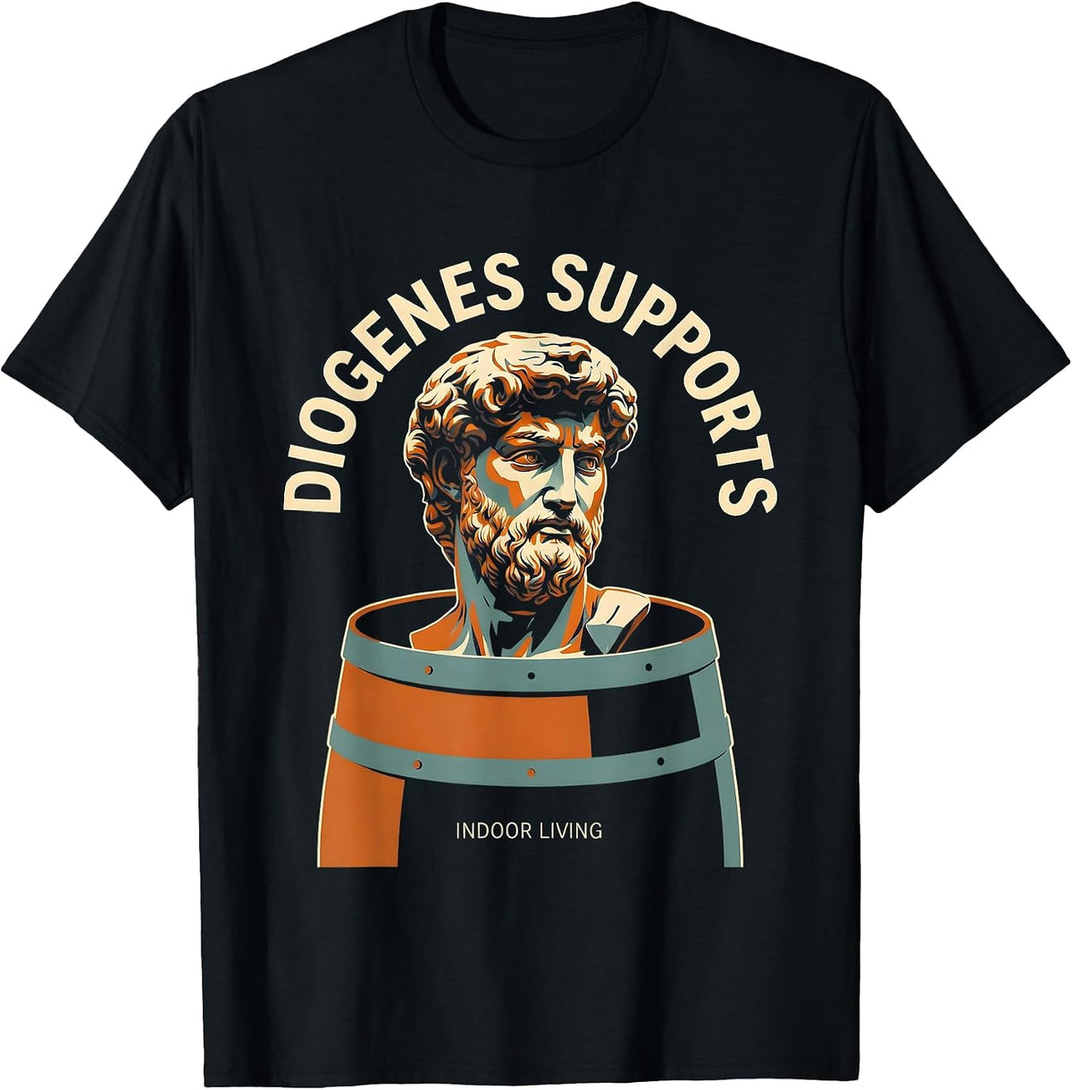 Men's Diogenes Supports Indoor Living Funny Philosopher Pun T-Shirt - Black