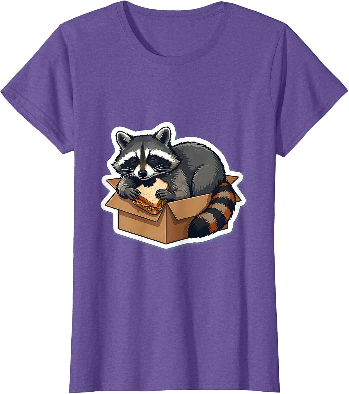 Unbothered Raccoon Sticker Style Trash Panda Humor T-Shirt - Purple Heather