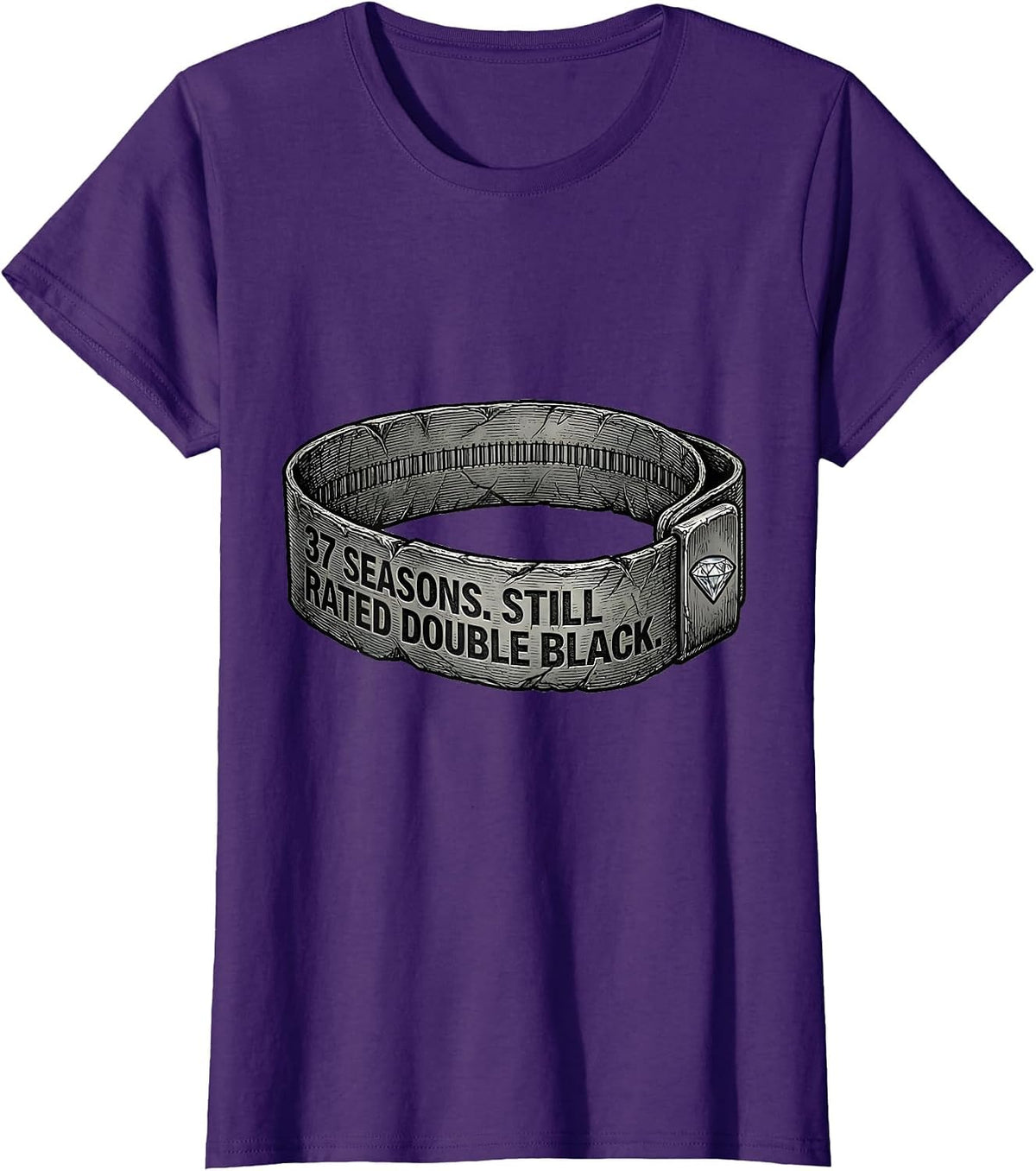 Women's 37 Seasons Still Rated Double Black Ski Snowboard Humor T-Shirt - Purple