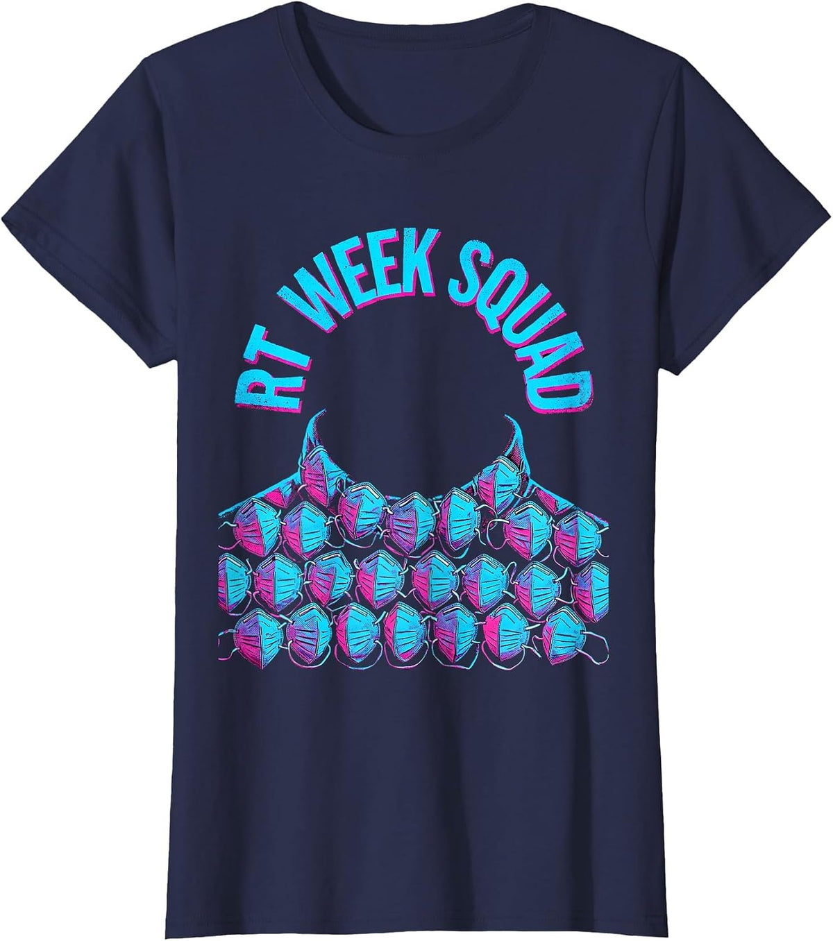 Women's RT Week Squad Risograph Respiratory Therapist RT Care Week T-Shirt - Navy Blue