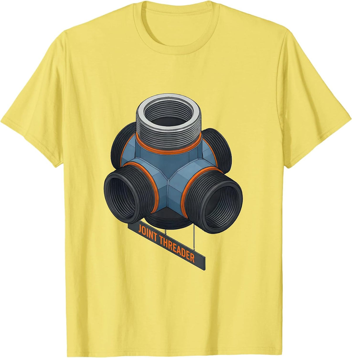 Men's Joint Threader Funny Plumber Pipefitter Occupational Humor T-Shirt - Lemon Yellow