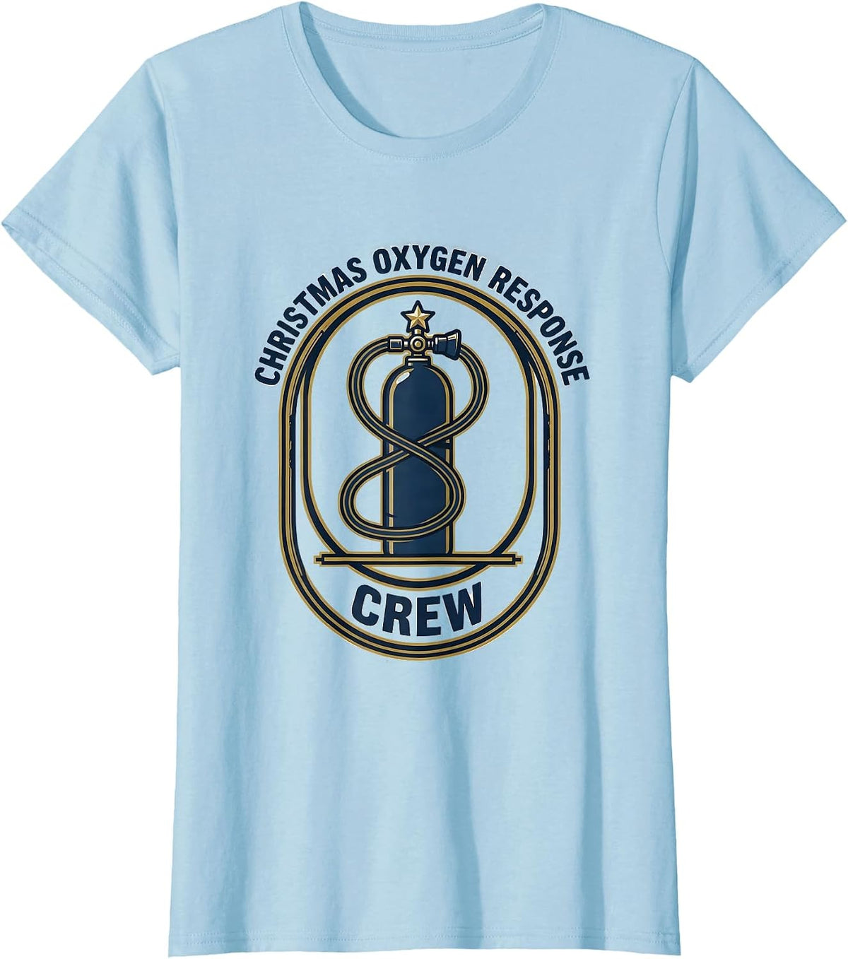 Christmas Oxygen Response Crew Funny Respiratory Therapist T-Shirt - Baby Blue