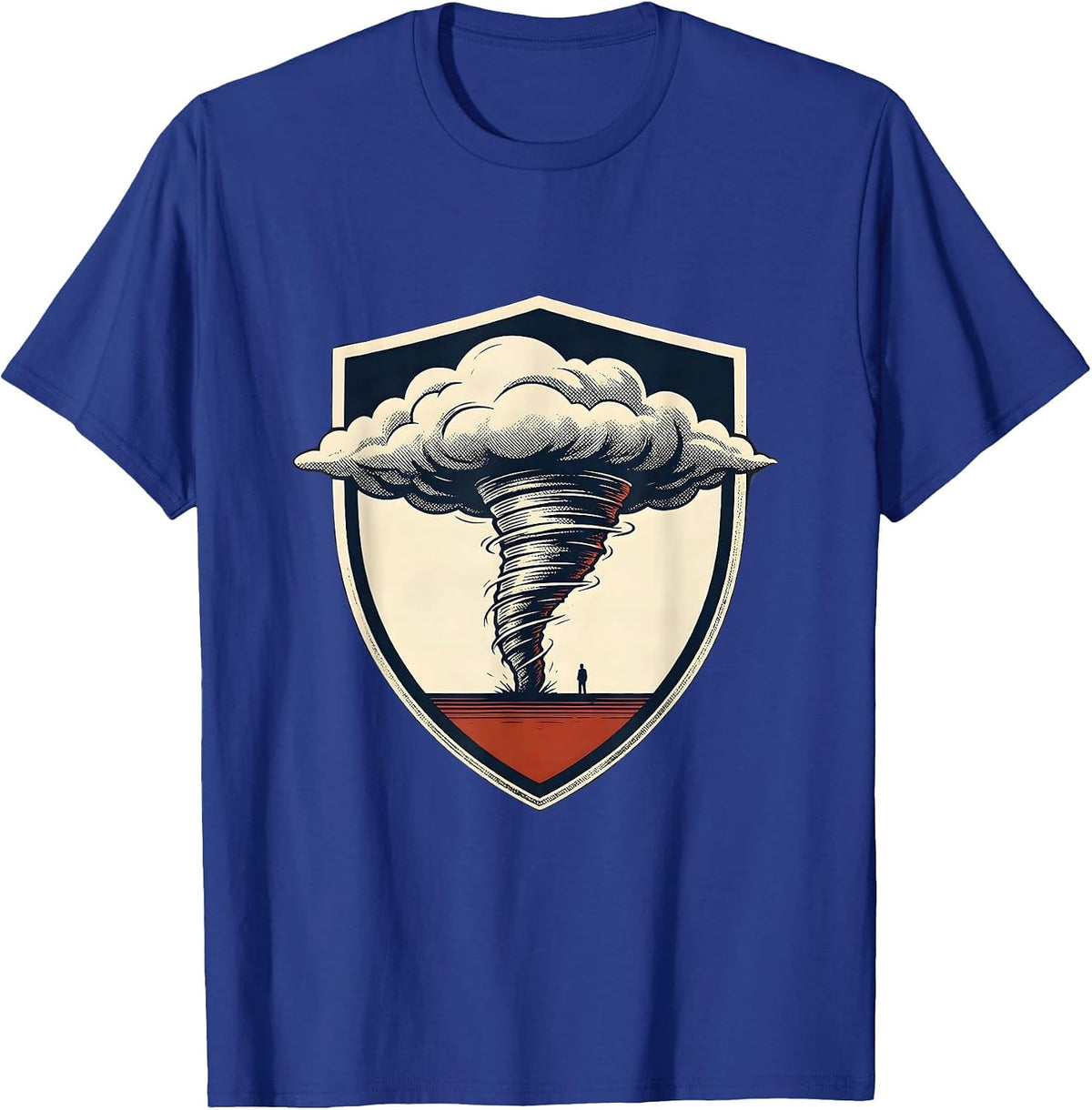 Tornado Crest Emblem Storm Chaser Meteorology Enthusiast T-Shirt - Royal Blue