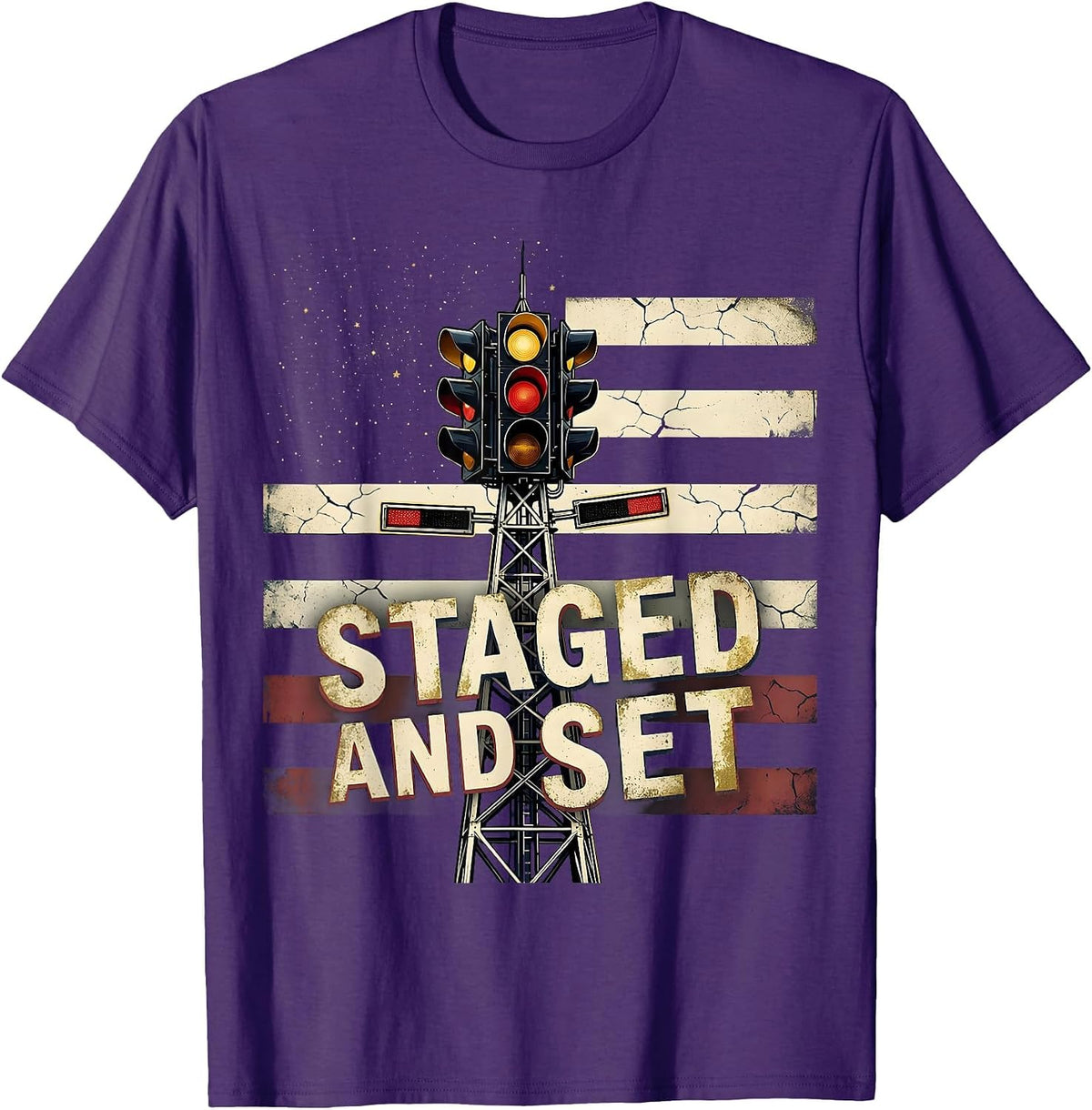 Men's Staged And Set Vintage Patriotic RC Car Drag Racing Hobbyist T-Shirt - Purple