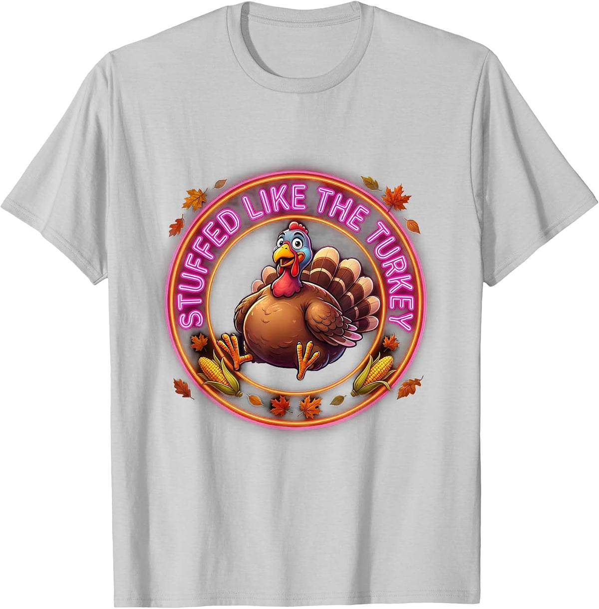 Men's Stuffed Like The Turkey Toddler Thanksgiving Design T-Shirt - Silver Grey