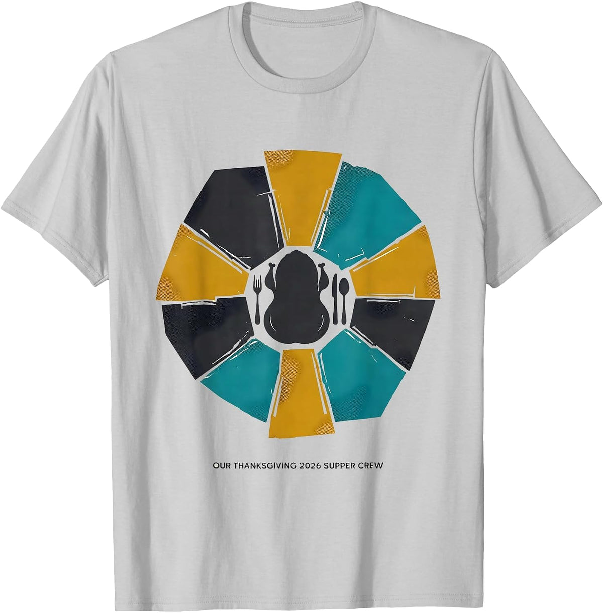 Men's Our Thanksgiving 2026 Supper Crew Midcentury Modern Family T-Shirt - Silver Grey