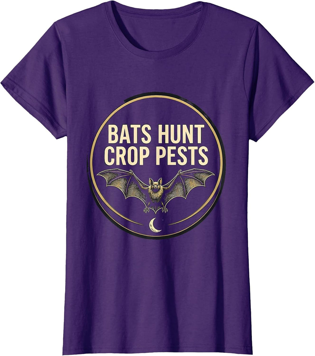 Women's Bats Hunt Crop Pests Funny Bat Lover Wildlife Conservation T-Shirt - Purple