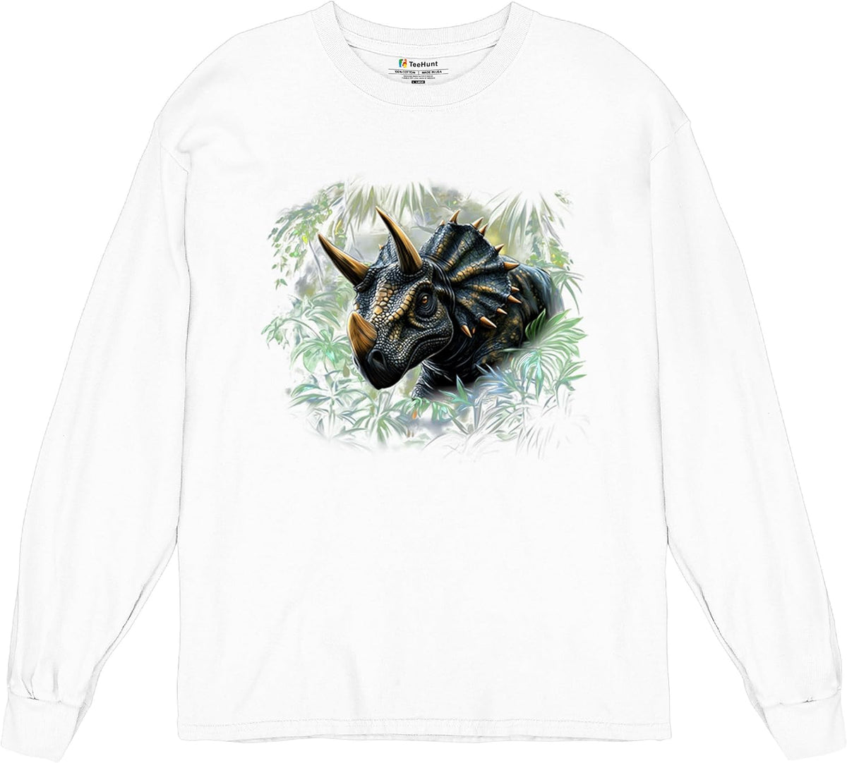 Triceratops Jungle Men's T-Shirt Dinosaur Dino Lover Jurassic Era Prehistoric Cool Horned Reptile Paleontology Men's Tee - 2