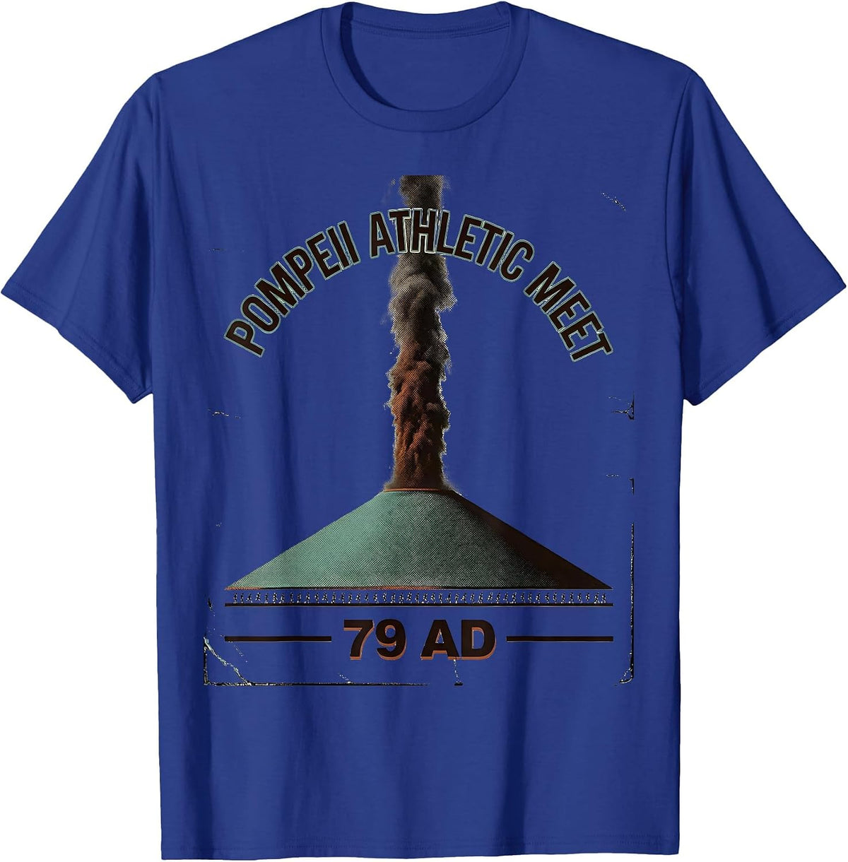 Men's Pompeii Athletic Meet 79 AD Vintage History Volcano Humor T-Shirt - Royal Blue