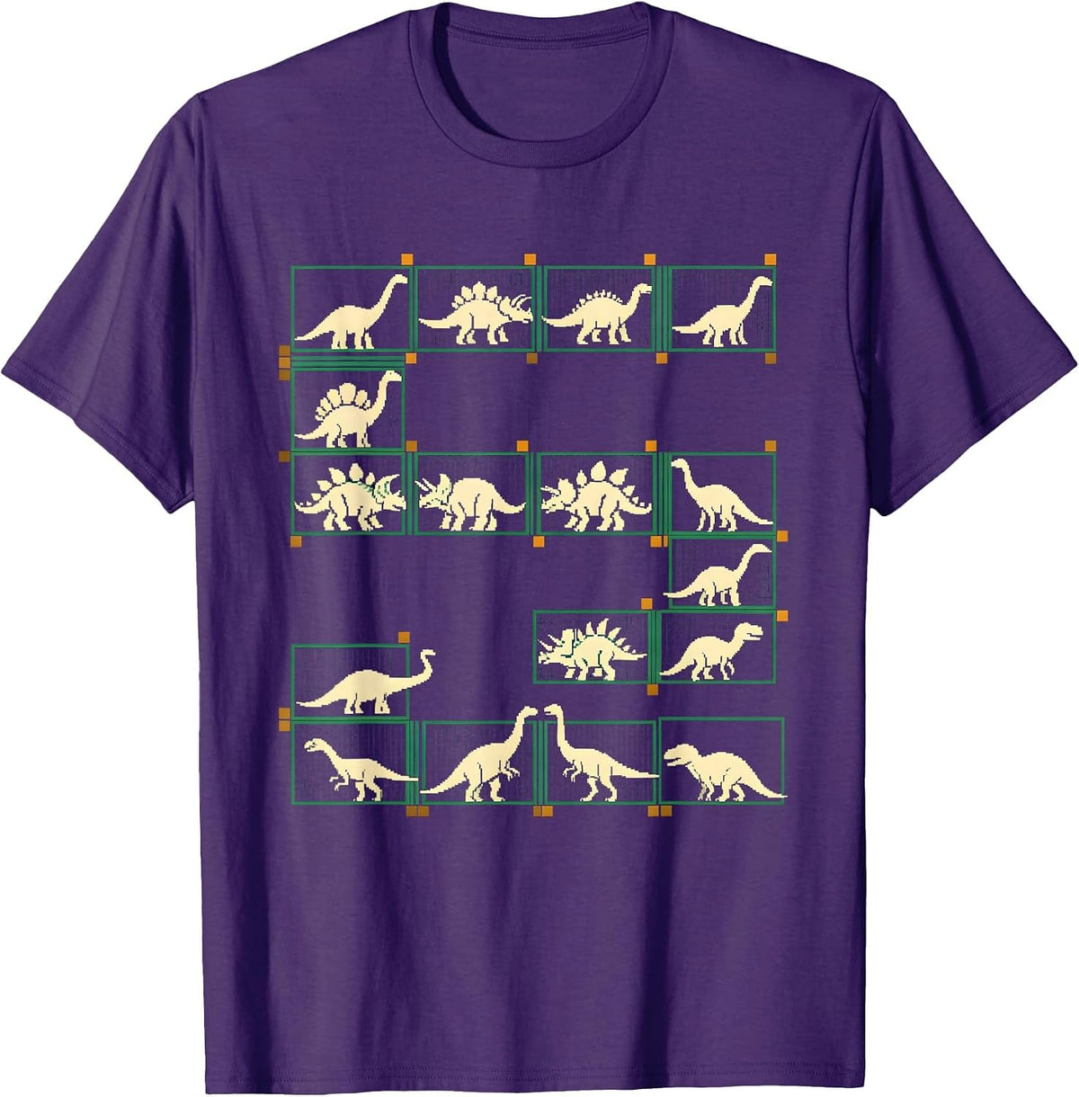 Men's Dinosaur Alphabet Pixel Art Kids Learning Gift T-Shirt - Purple