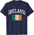Vintage Ireland Irish Flag Green St. Patrick's Day T-Shirt - Navy Blue