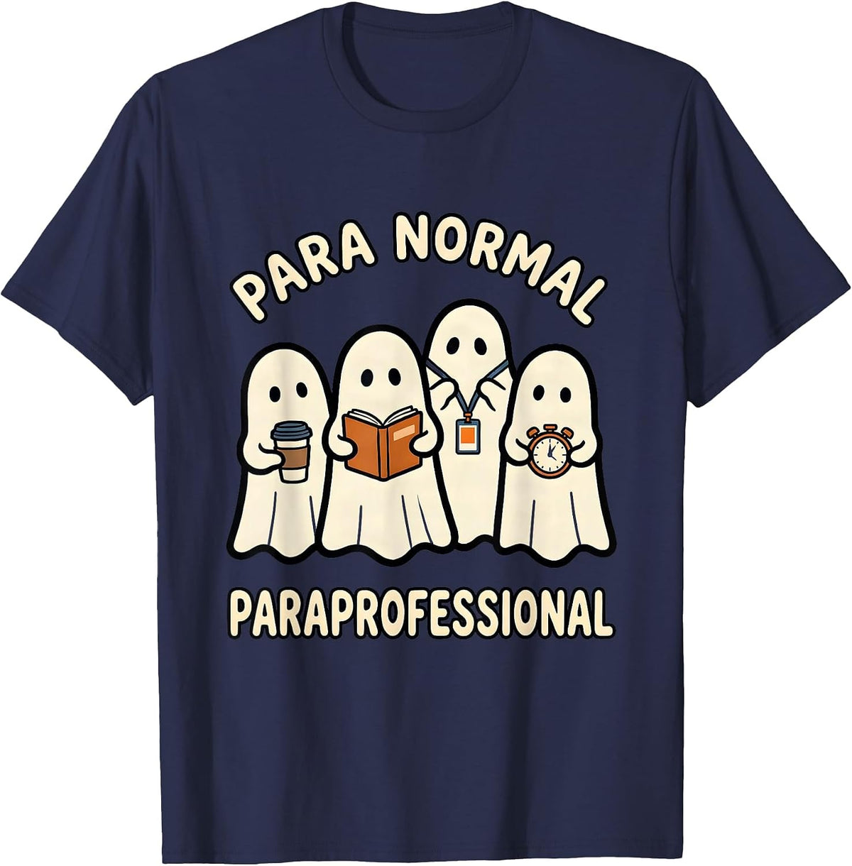 Men's Para Normal Paraprofessional Ghost Spooky Para Aide T-Shirt - Navy Blue