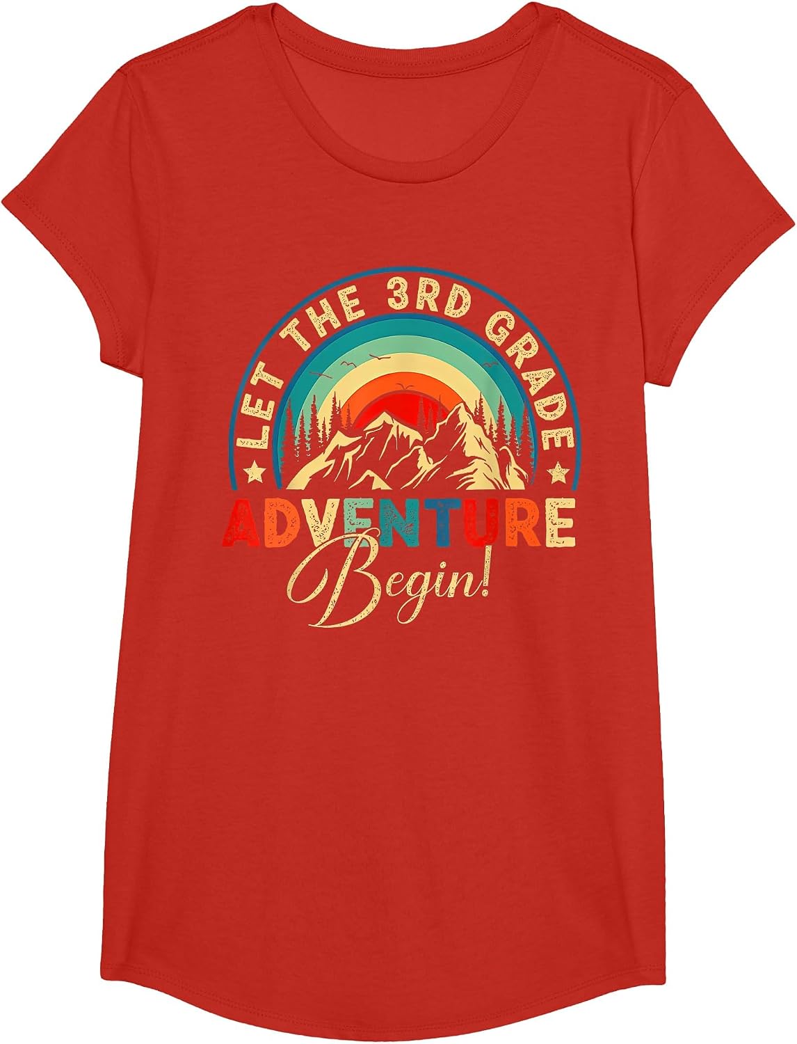 Let The 3rd Grade Adventure Begin, Third Grade Teachers Kids T-Shirt - Girls Red