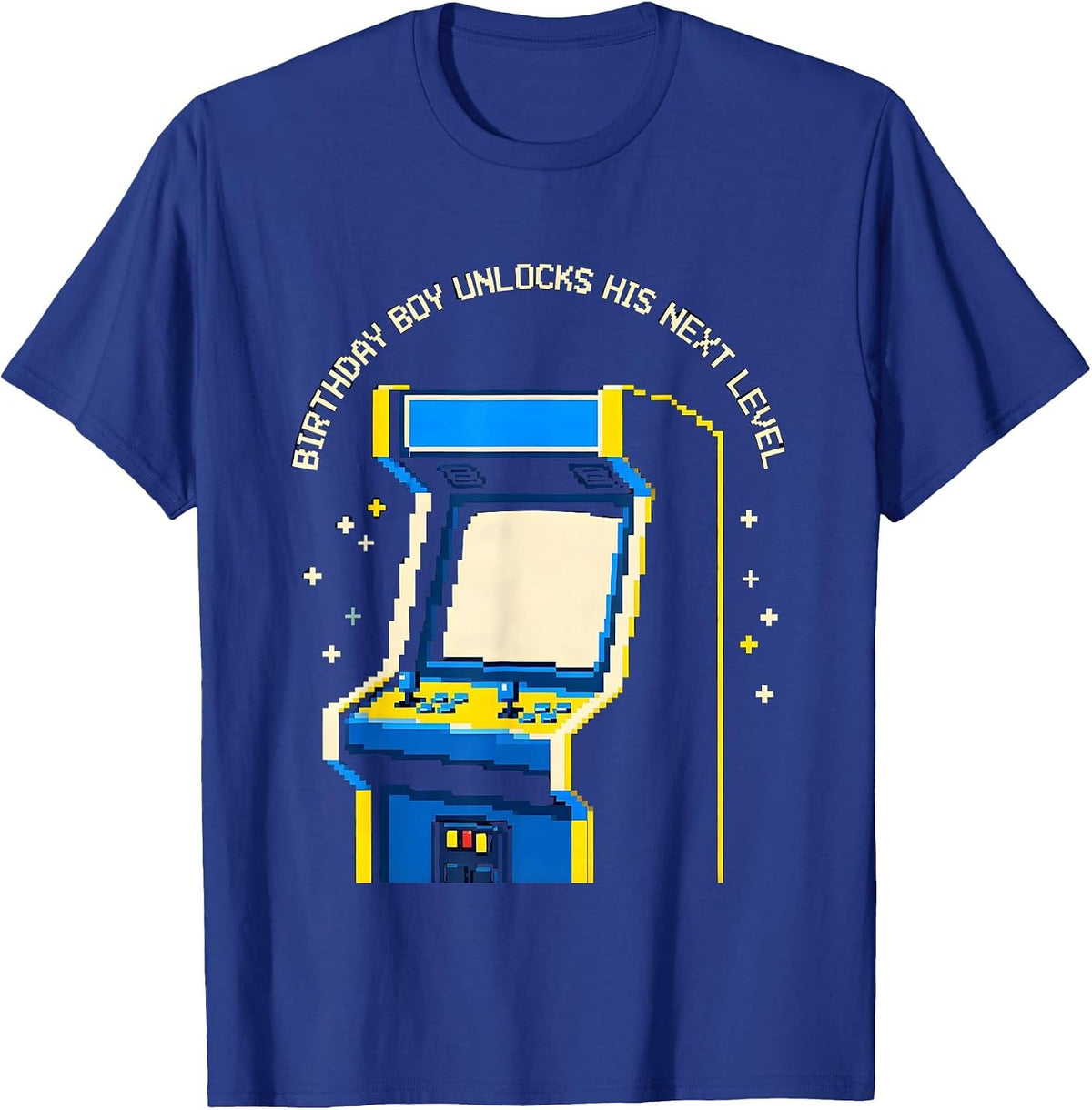 Birthday Boy Unlocks His Next Level Pixel Art Gamer Kids T-Shirt - Royal Blue