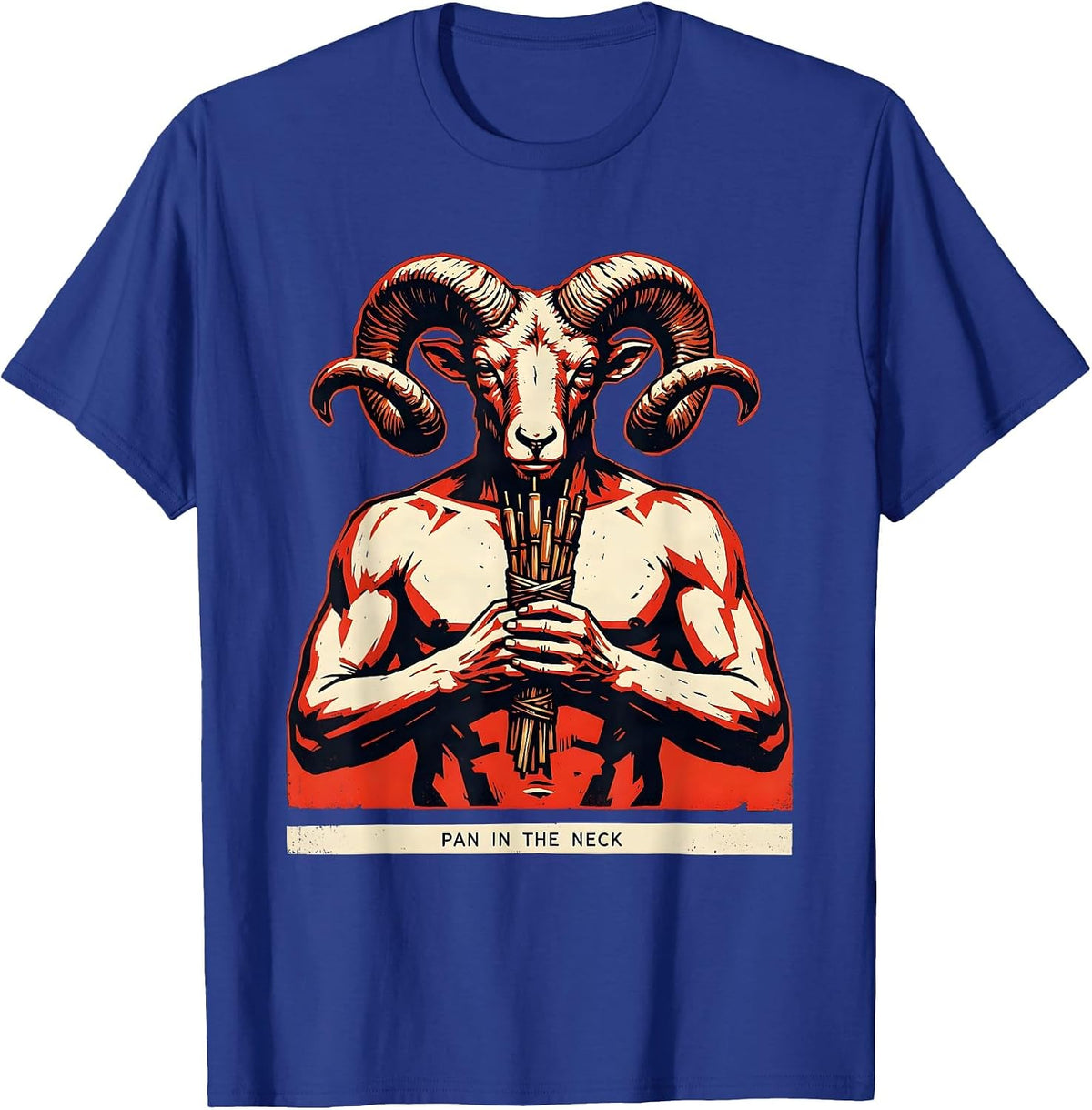 Men's Pan In The Neck Funny Greek Mythology Gods Pun Parody T-Shirt - Royal Blue