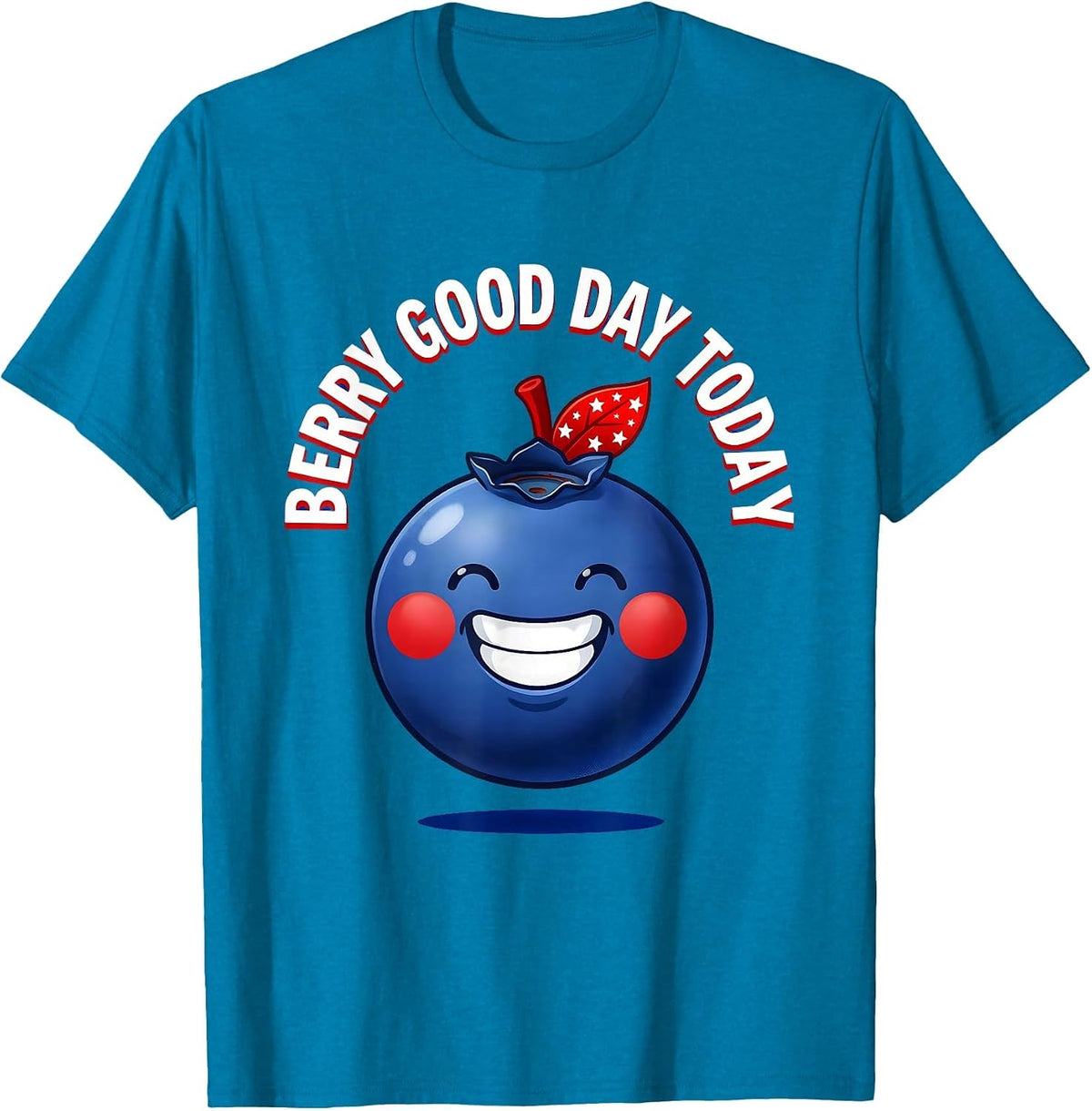 Red White and Blueberries Berry Good Day Design T-Shirt - Sapphire Blue