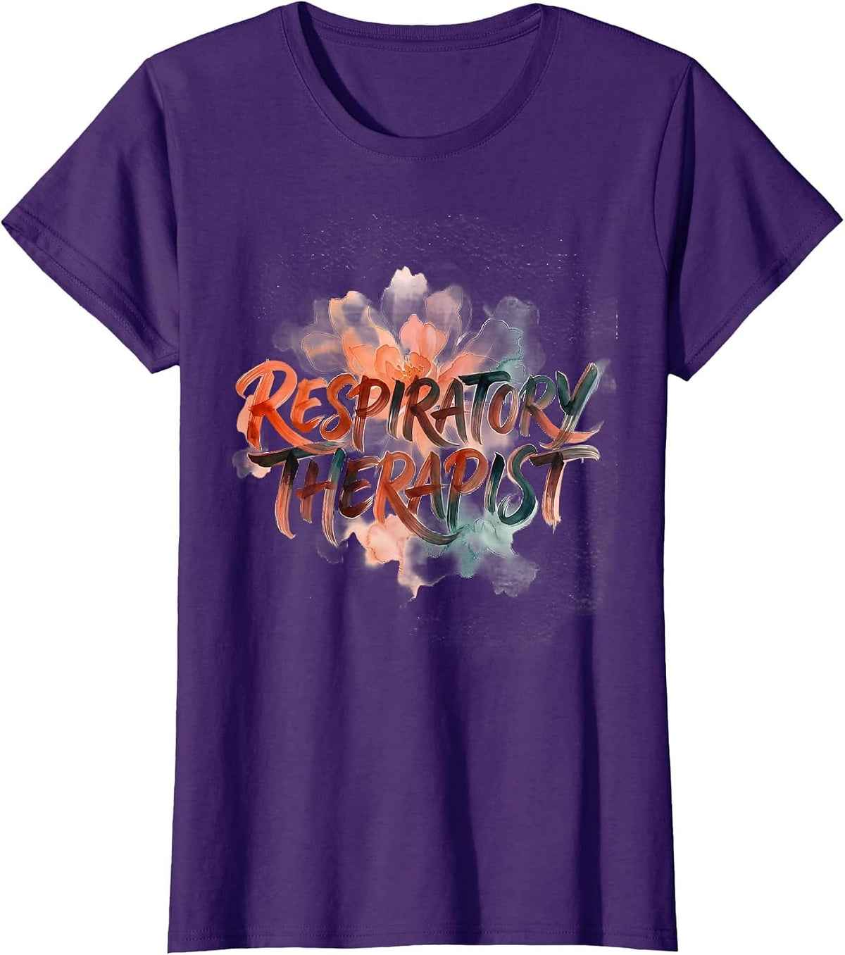Women's Respiratory Therapist Watercolor Healthcare Appreciation T-Shirt - Purple