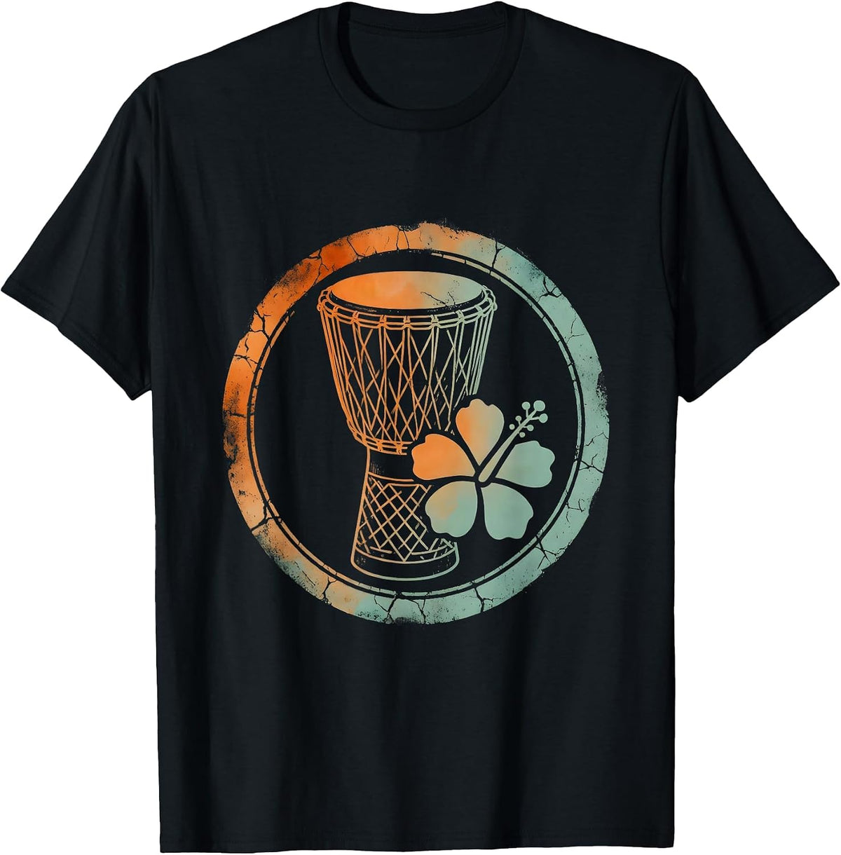 Men's Dominican Republic Gagá Drum Illustration T-Shirt - Black