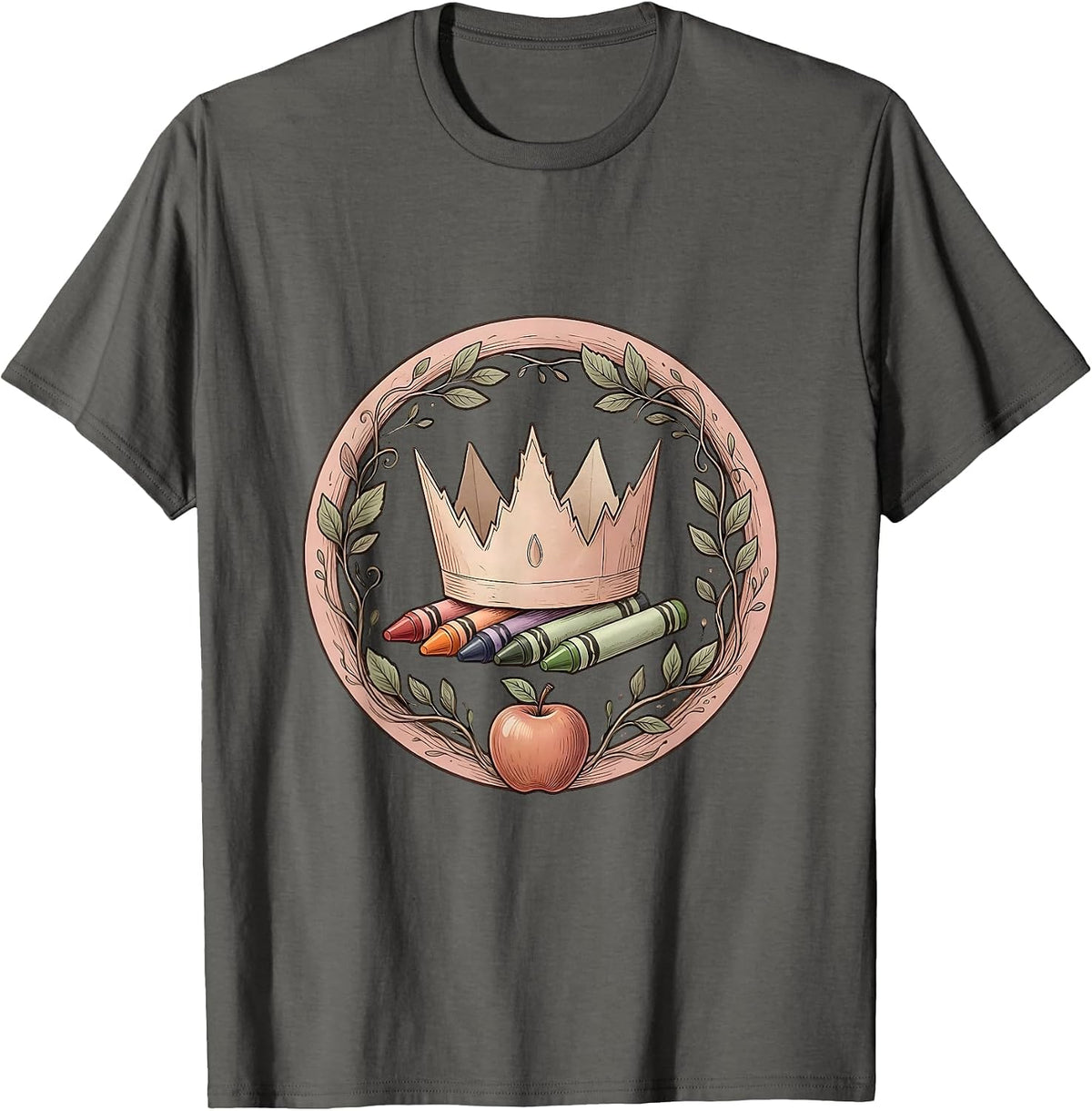 Men's Kindergarten Teacher Construction Paper Crown T-Shirt - Asphalt Grey