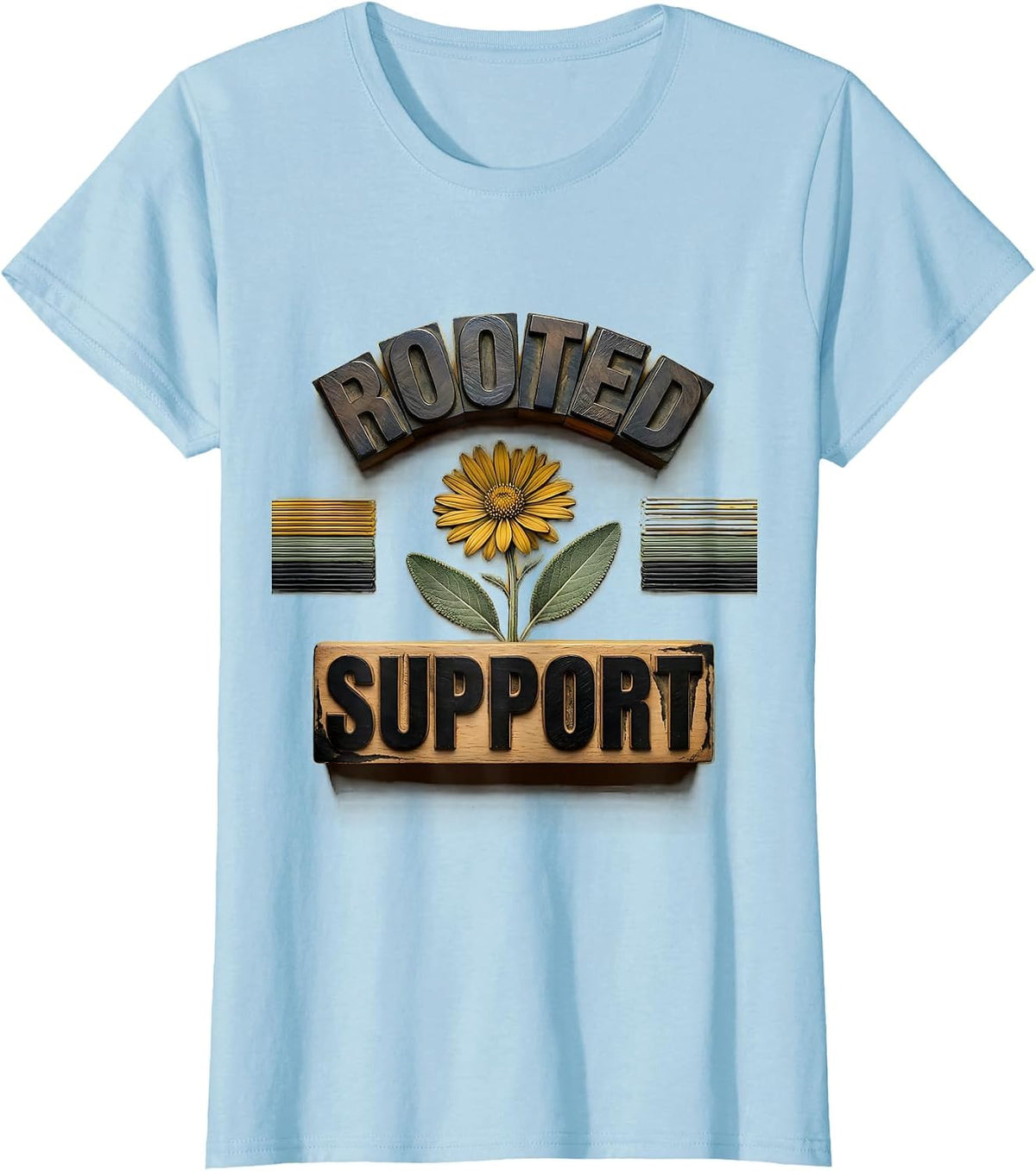 Rooted Support Retro School Counselor Mental Health T-Shirt - Baby Blue