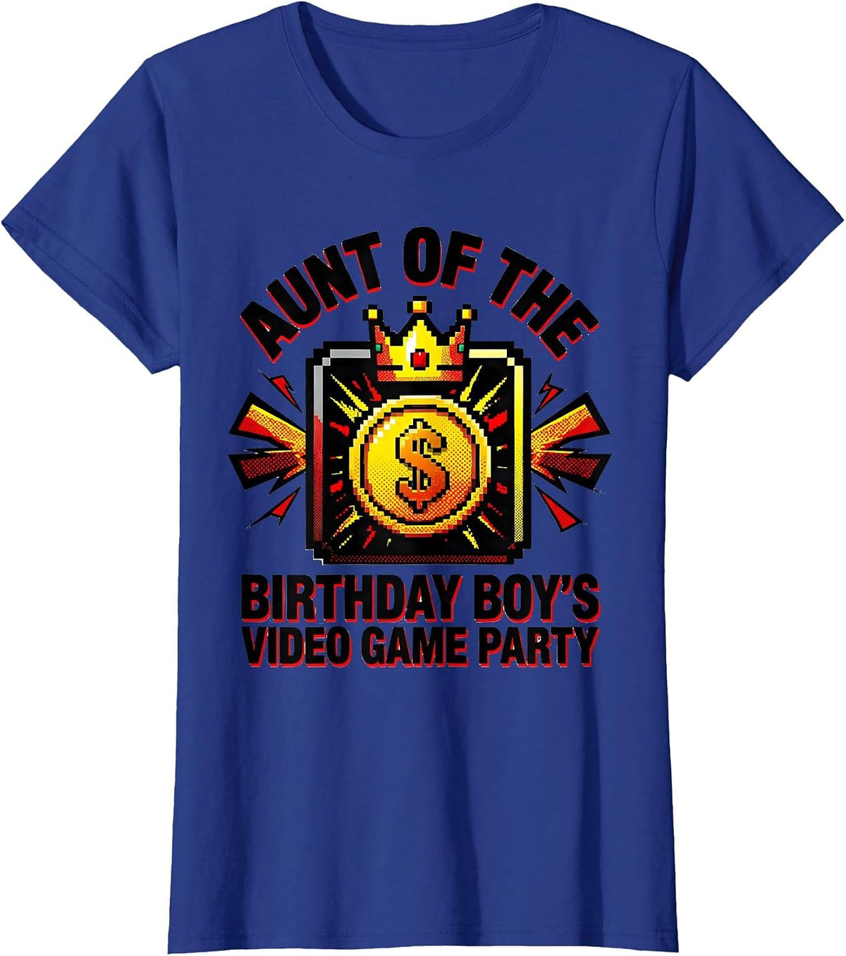 Women's Aunt Of The Birthday Boy's Video Game Party Matching Family T-Shirt - Royal Blue