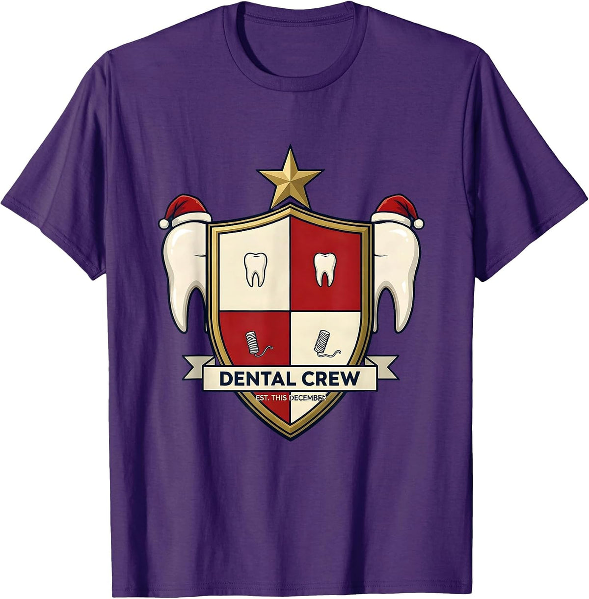Men's Dental Crew Est This December Funny Dental Team Christmas T-Shirt - Purple
