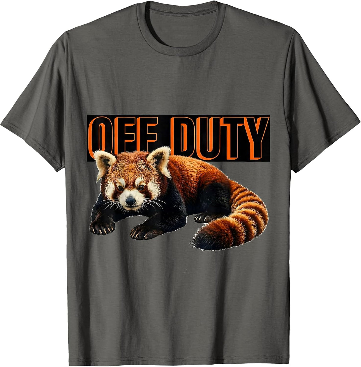 Off Duty Brutalist Graphic Red Panda Lover Animal Enthusiast T-Shirt - Asphalt Grey