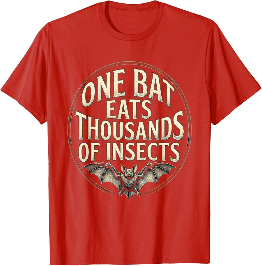 Men's One Bat Eats Thousands Of Insects Funny Bat Lover Wildlife T-Shirt - Red