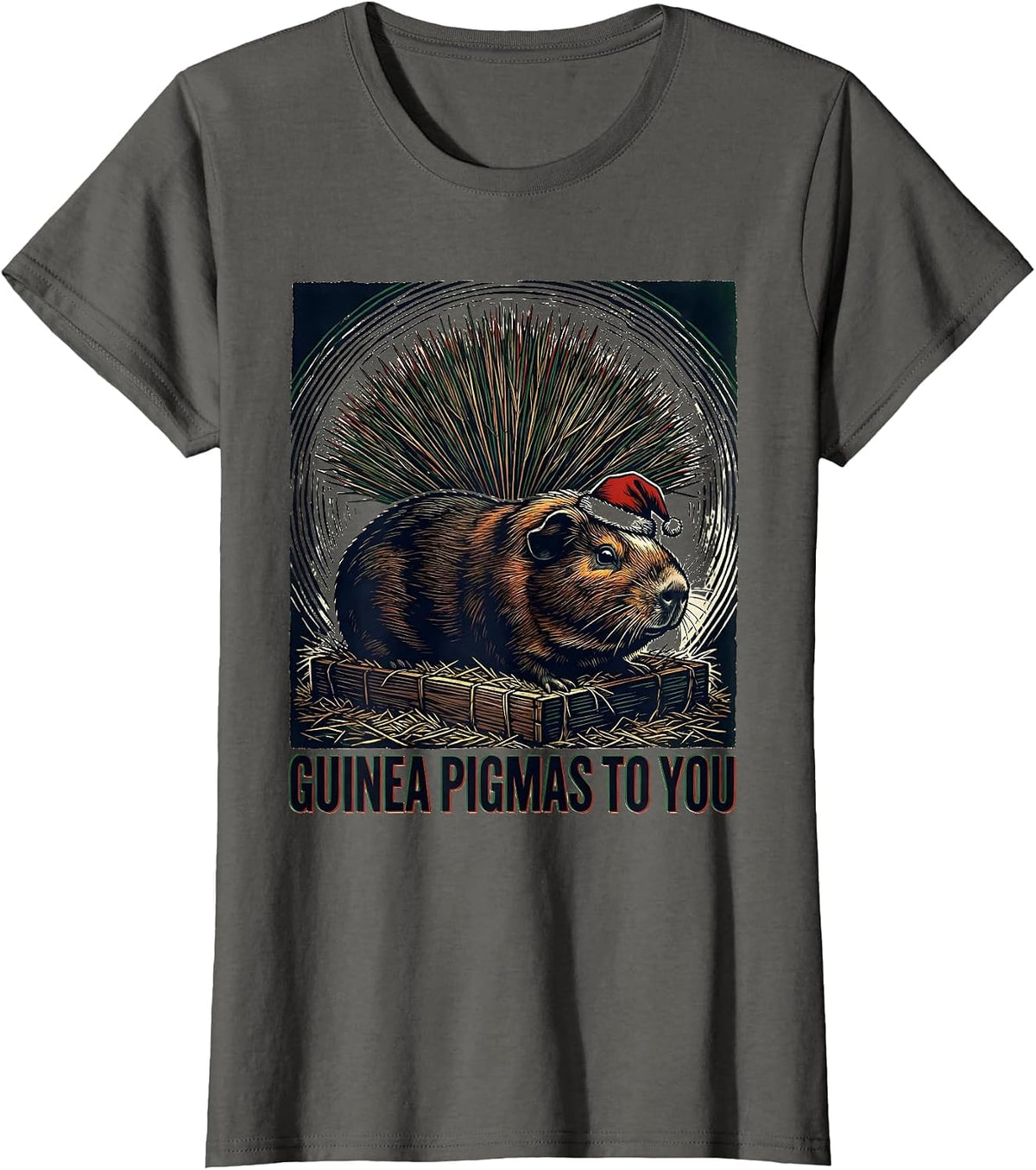 Women's Guinea Pigmas To You Funny Guinea Pig Owner Christmas T-Shirt - Asphalt Grey
