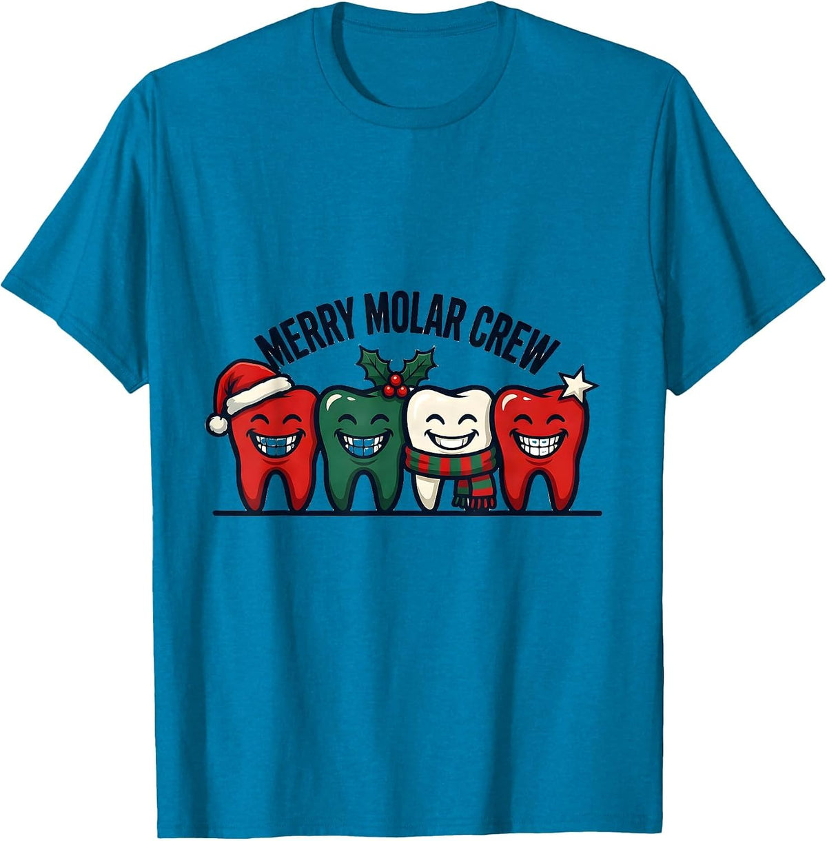 Merry Molar Crew Funny Dental Christmas Crew Gift T-Shirt - Sapphire Blue