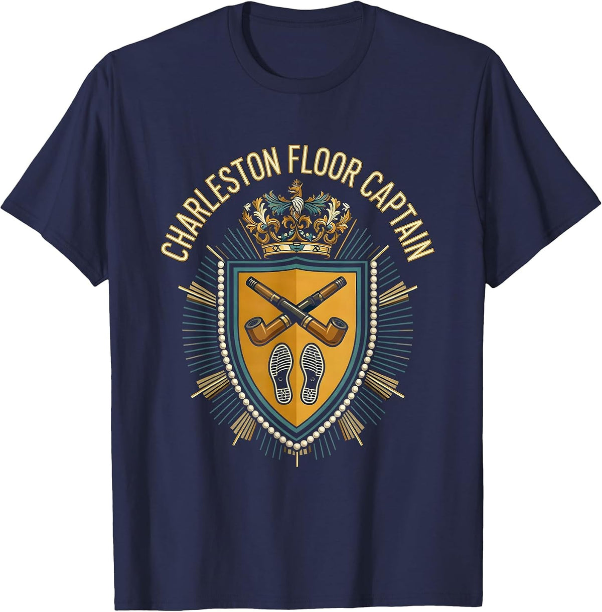 Charleston Floor Captain Vintage Roaring 1920s Party Costume T-Shirt - Navy Blue